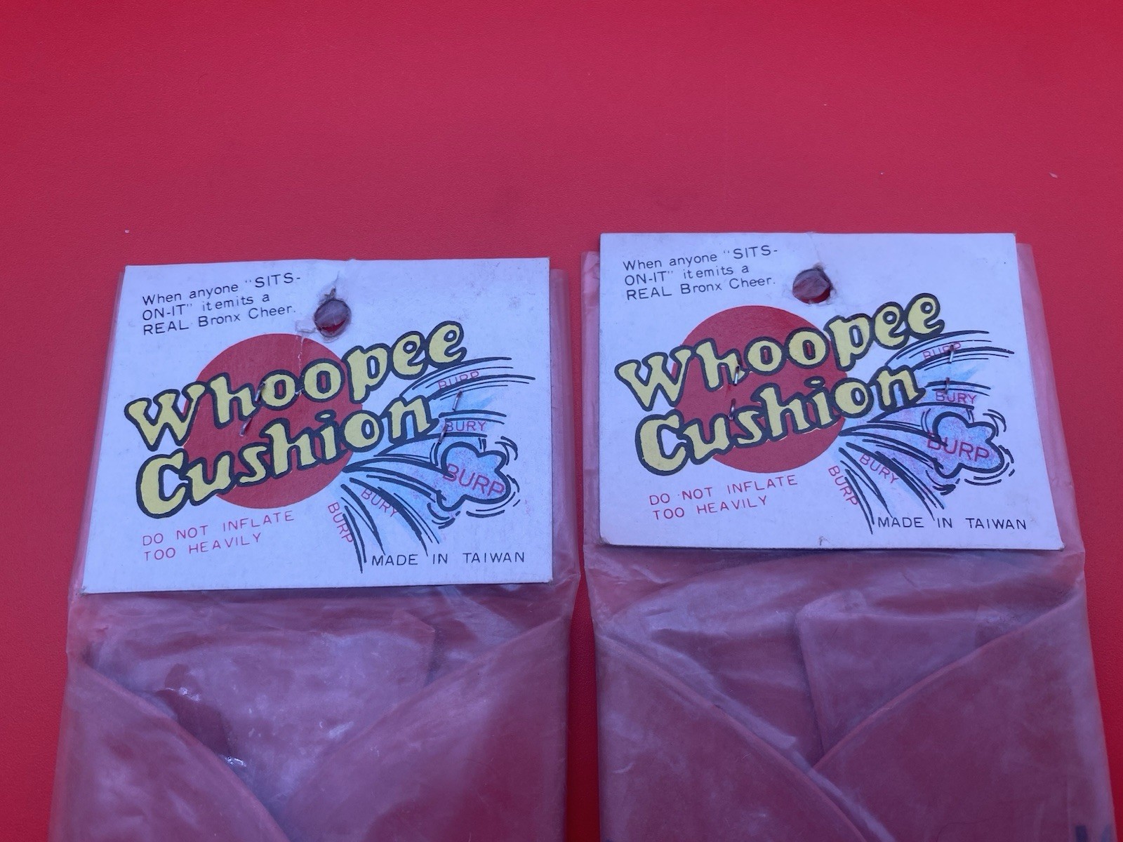 Whoopee Cushions Pair of Vintage Fart Noise Toys – Sealed – 1970’s New Old Stock