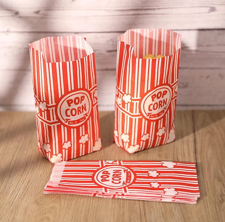 150Pcs Popcorn Paper Bags Retro Popcorn Bags for Party Snack Movie Night