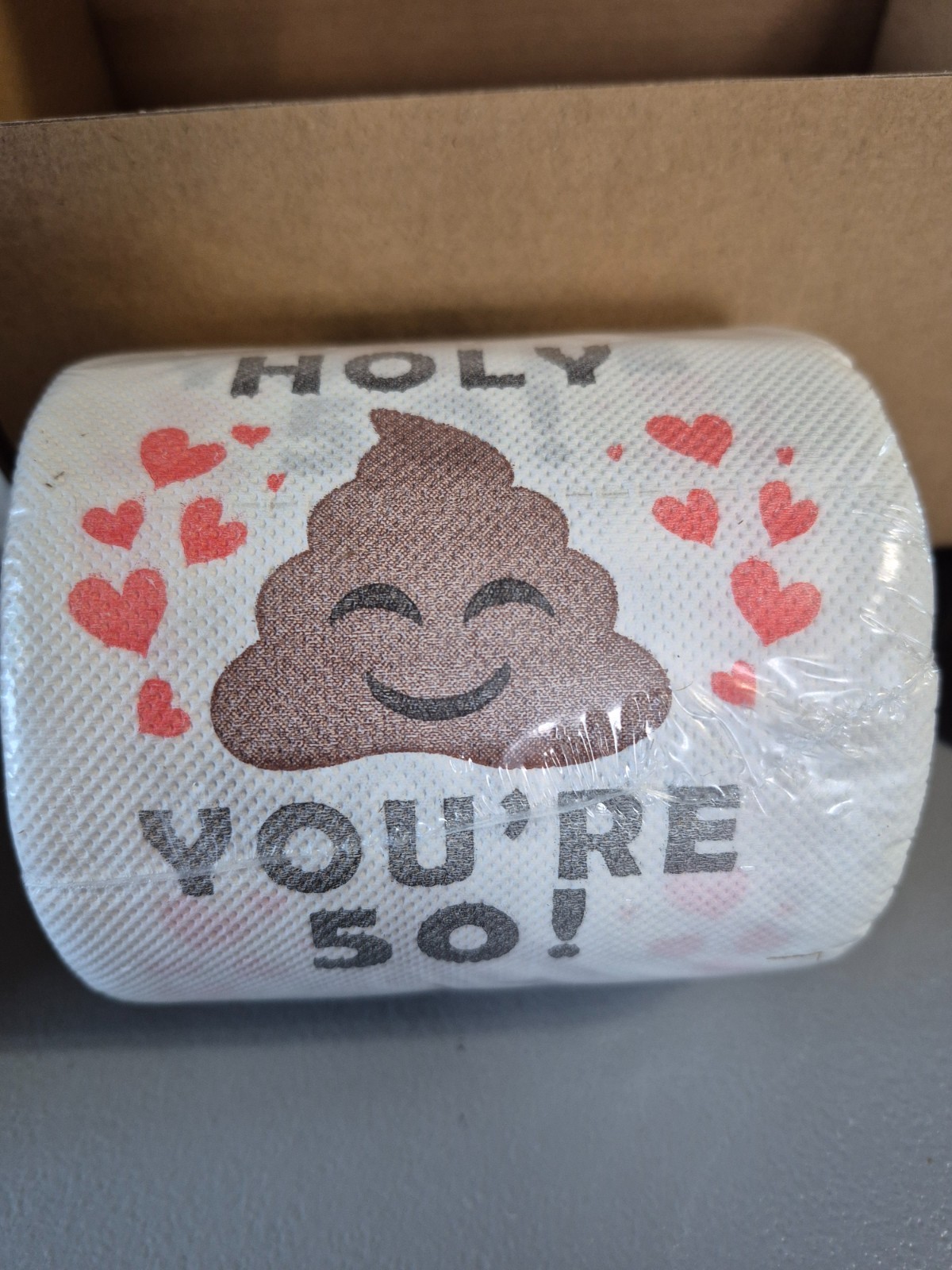 50th Birthday Gag Gift Idea Toilet Paper Roll for Men Women Turning Fifty