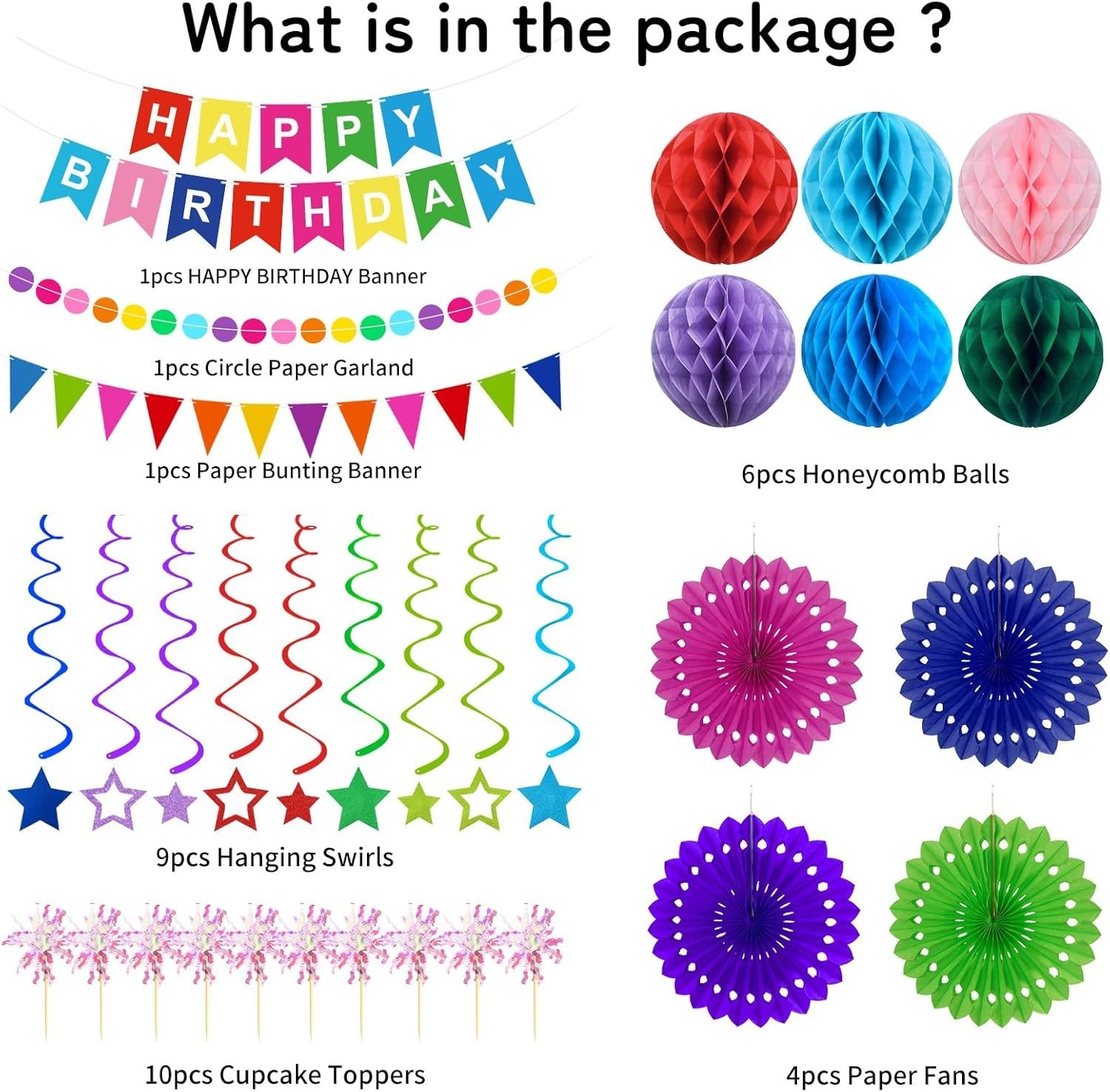 Birthday Decorations Colorful Happy Banner Paper Colorful,