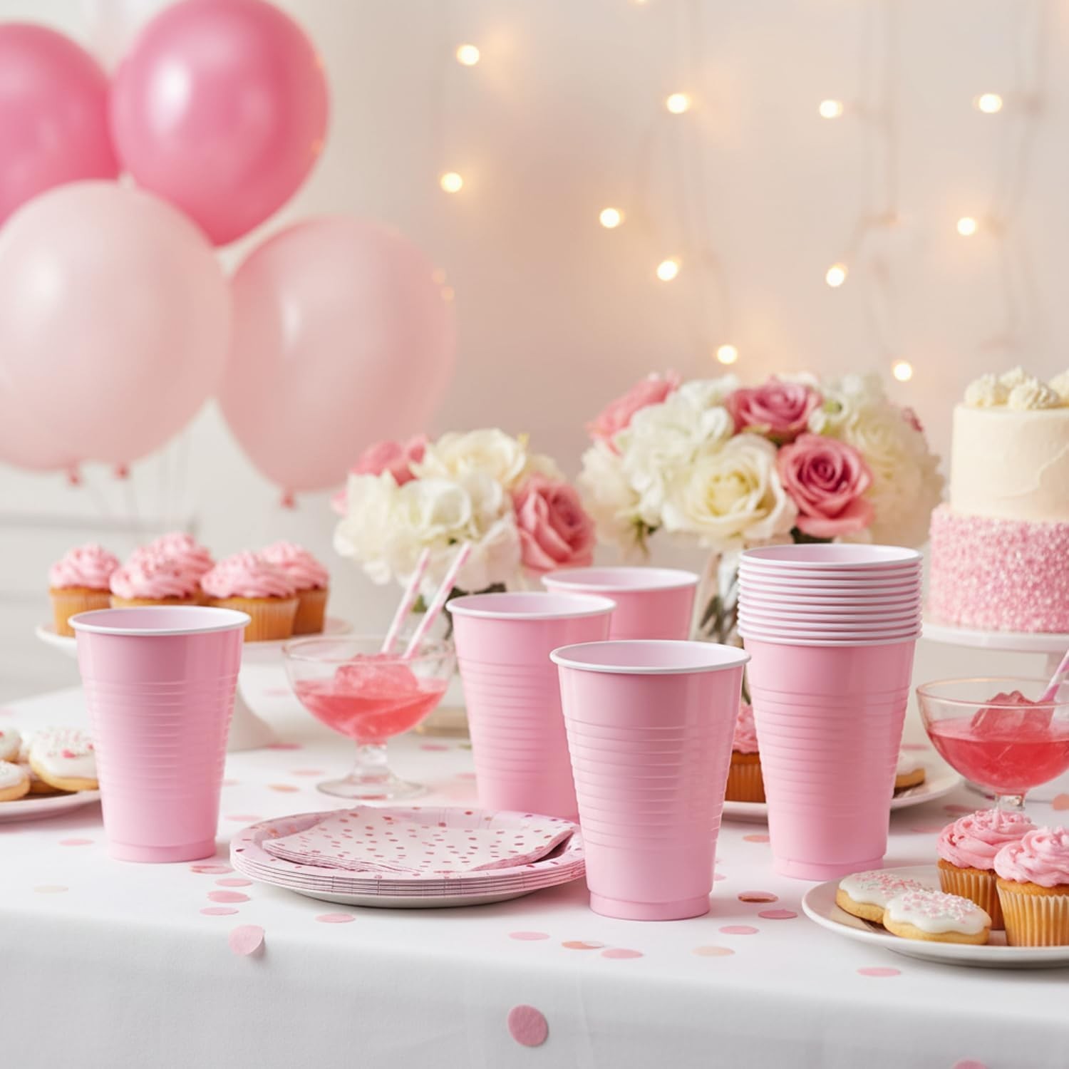Pink Solid Color Plastic Party Cup (12 Oz.) 20 Count – Premium Quality and