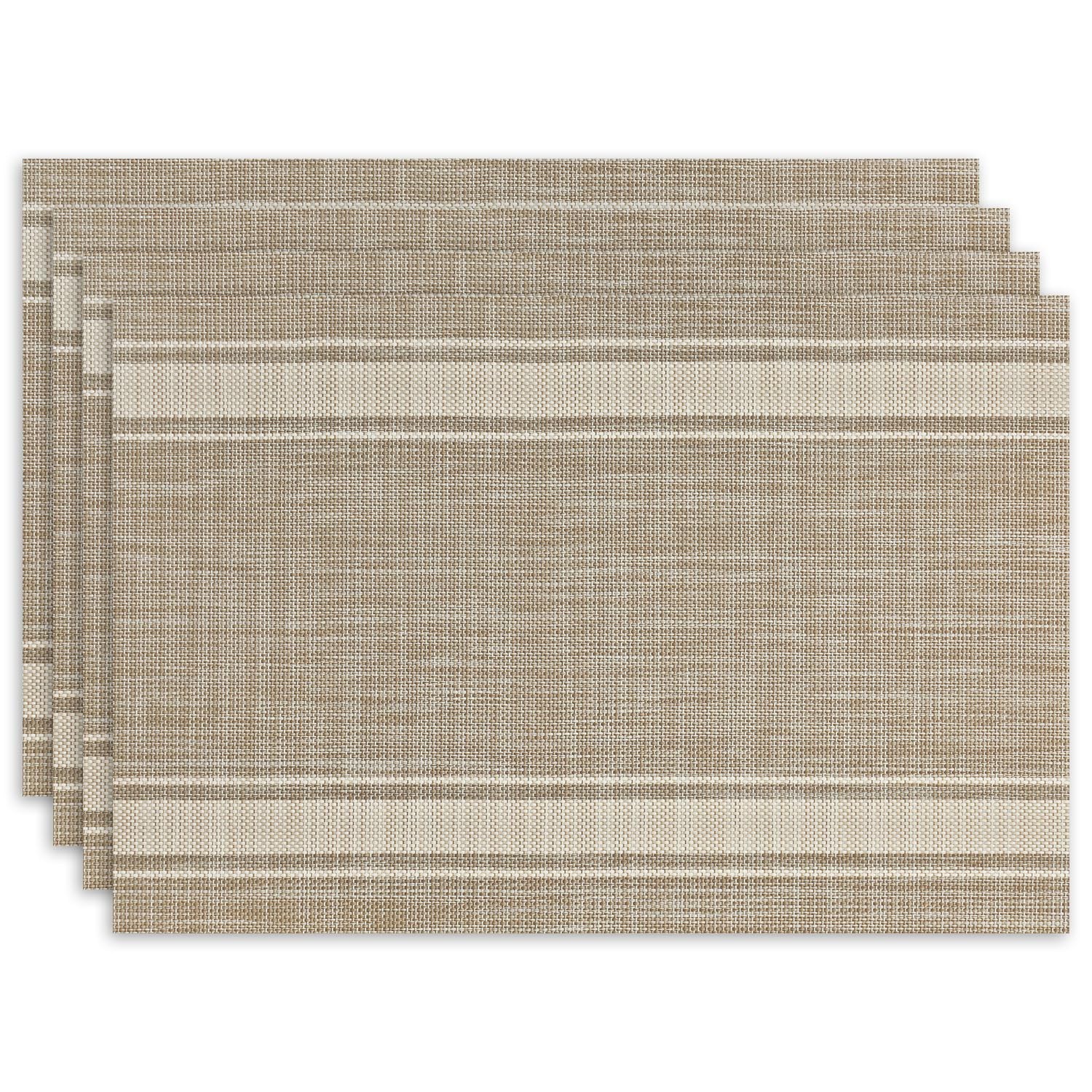 Beige Linen Placemats Set of 4, Classic Rectangle Table Mats, Linen Fabric Place