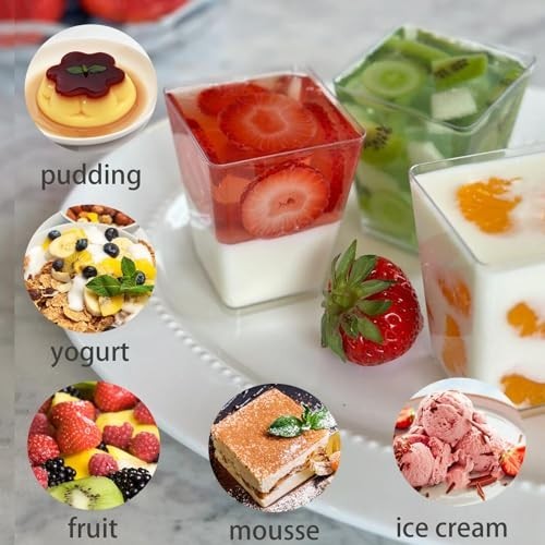 50Pack 5Oz Plastic Dessert Cups with Lids and Spoons, Reusable Clear Parfait App