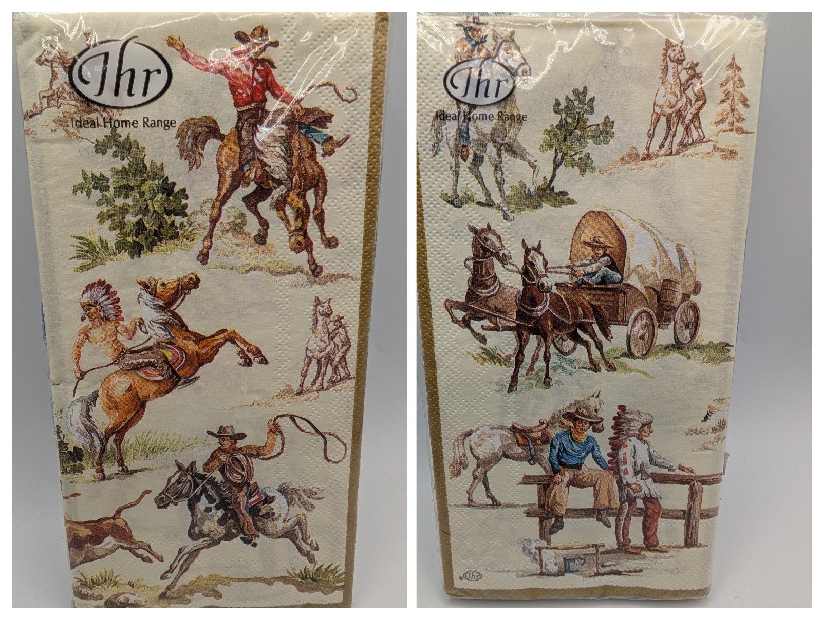 Napkins Wild West Cowboys Indians (16) 4.5×8.5″ Buffet/Guest Towels IHR Germany