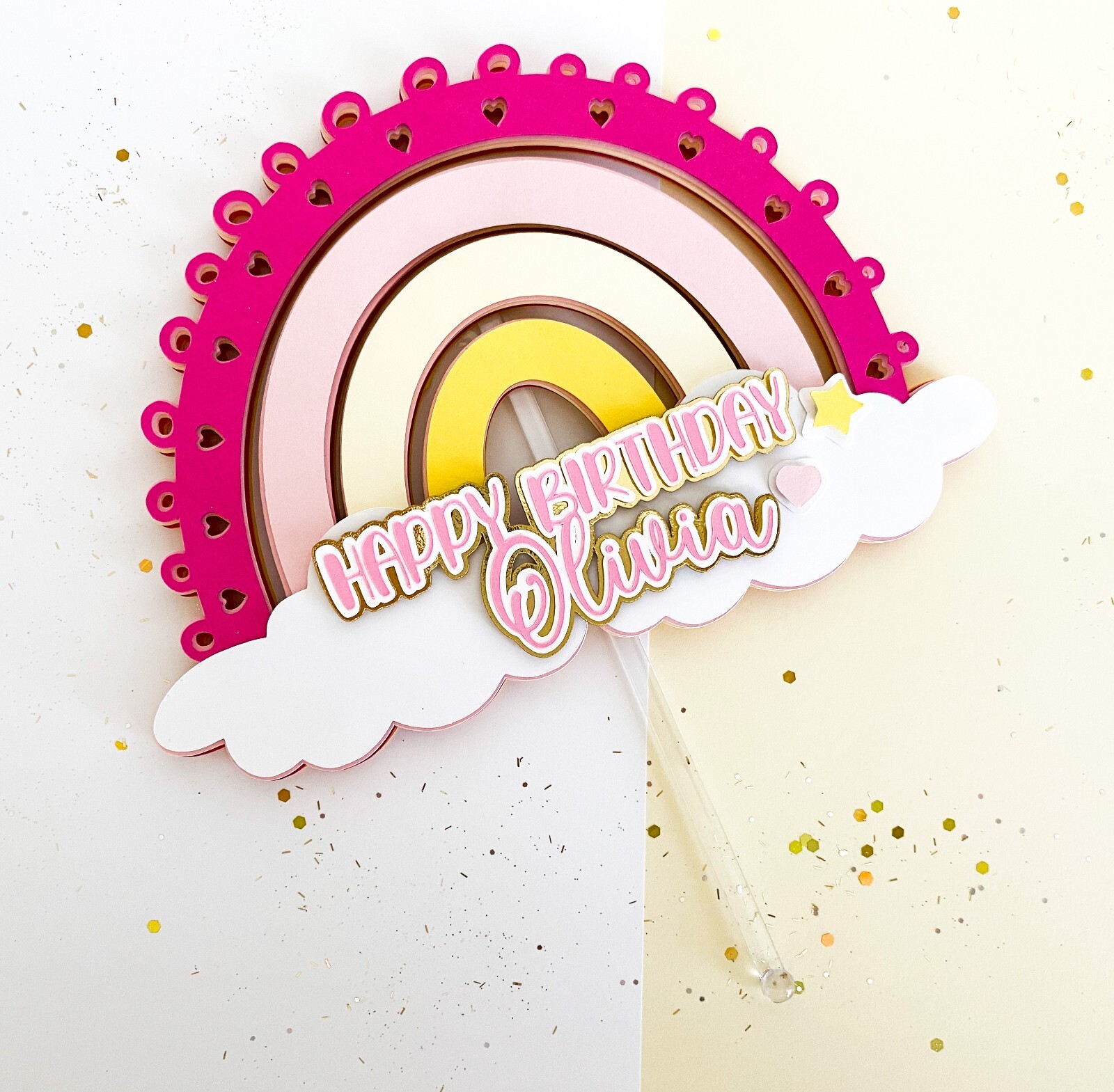 Custom 3D Rainbow Cake Topper, Rainbow Party, Custom name and age cake topper