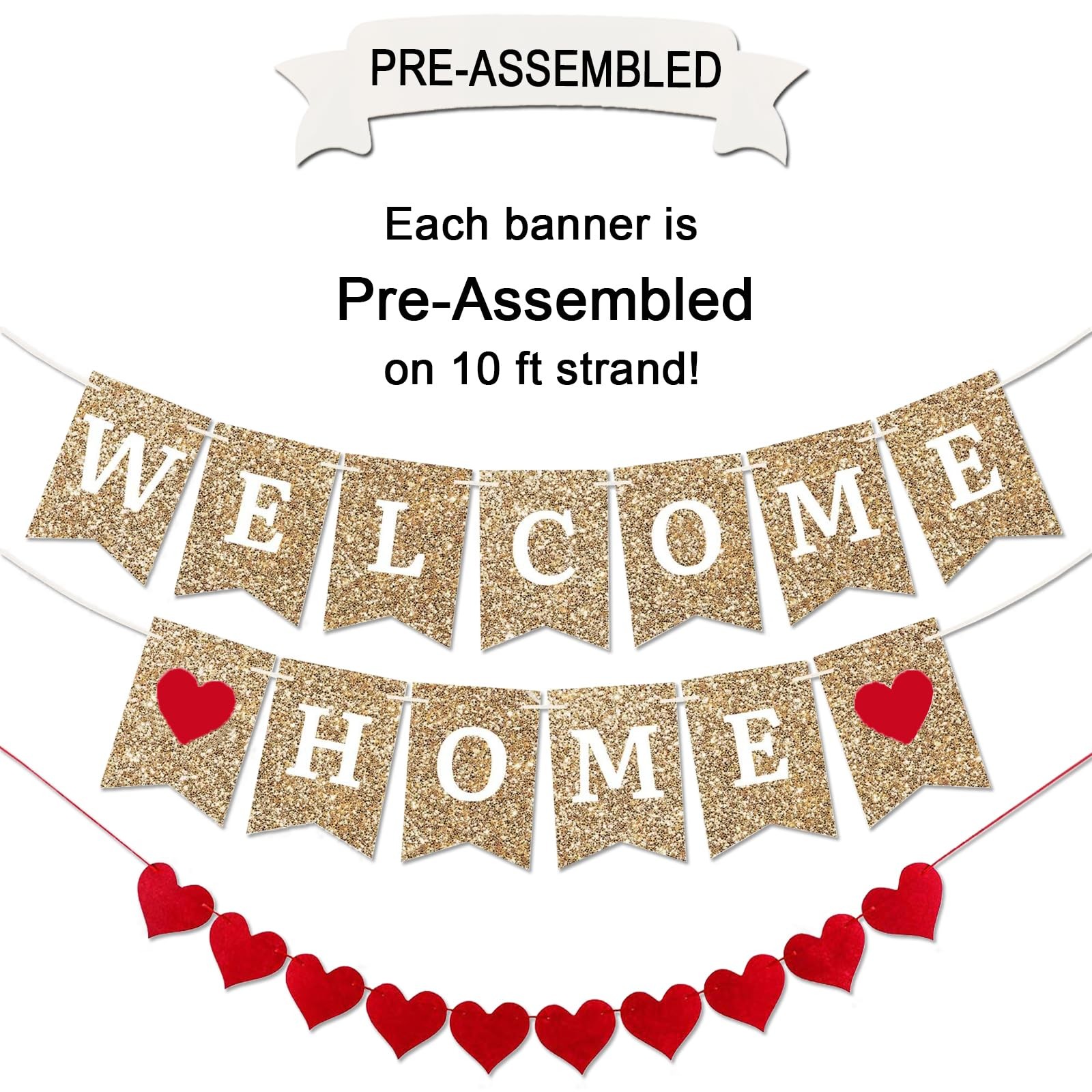 Gold Welcome Home Banner – Fully Assembled and Ready to