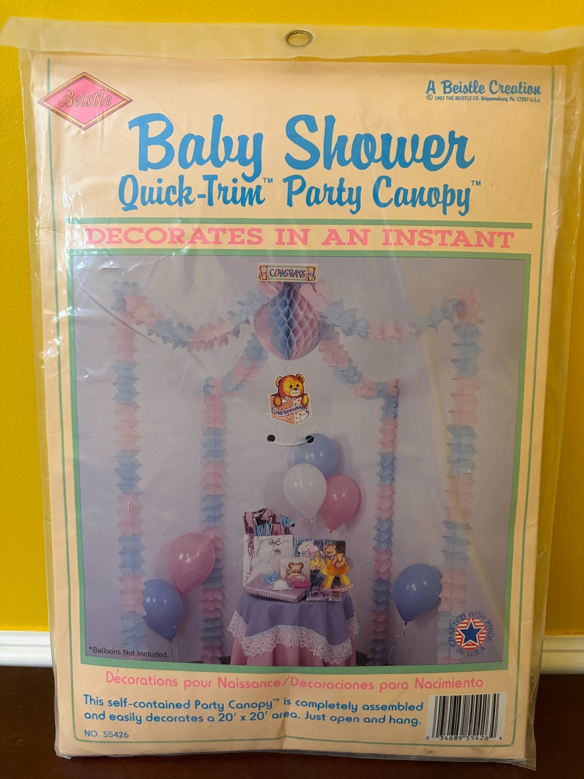 New Vintage 1993 Beistle Baby Shower Quick-Trim Party Canopy Retro Decorations