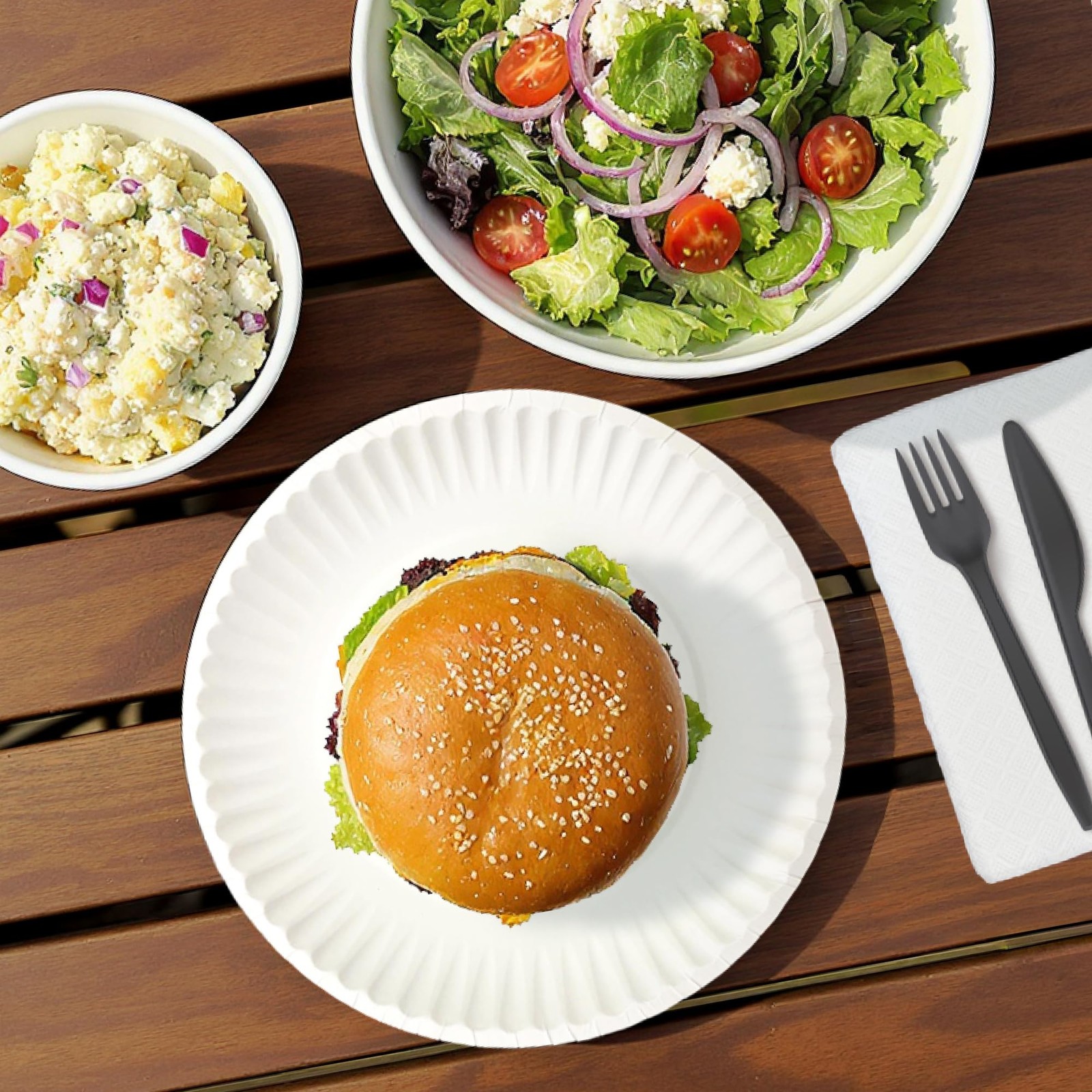 Amazon Basics 9″ Uncoated White Paper Plates 100 1 pack (100 count),