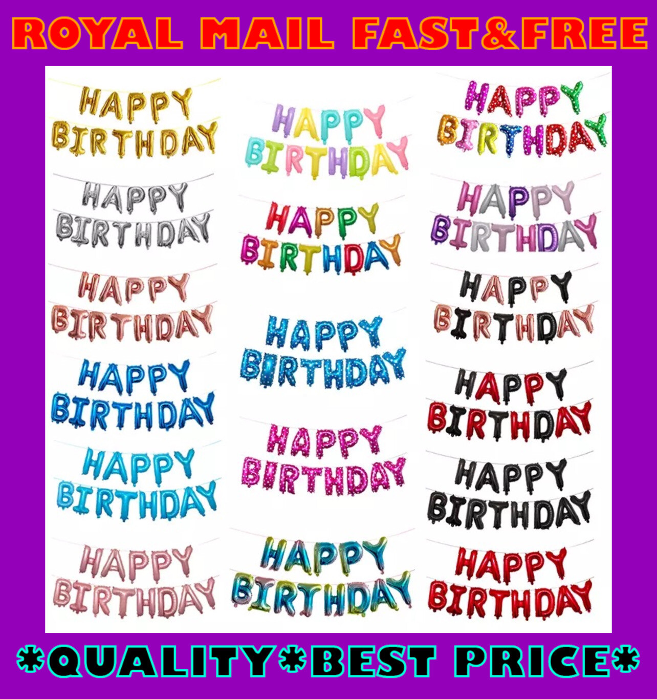 Happy Birthday Balloons Banner Bunting Letter Self Inflating Foil Balloon Party