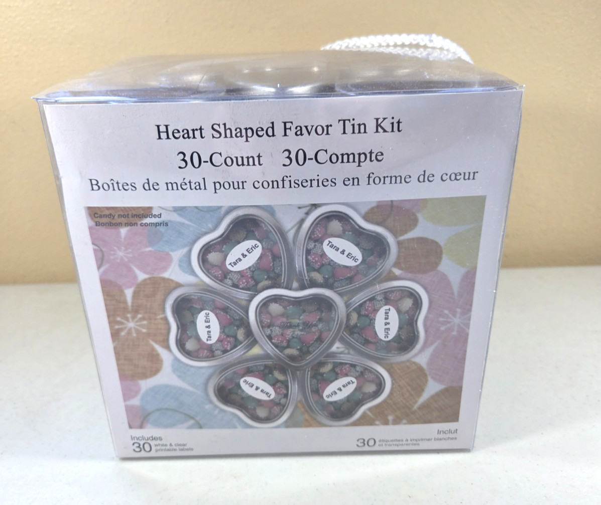 30 Count Tin Kit Heart-Shaped Favor Box