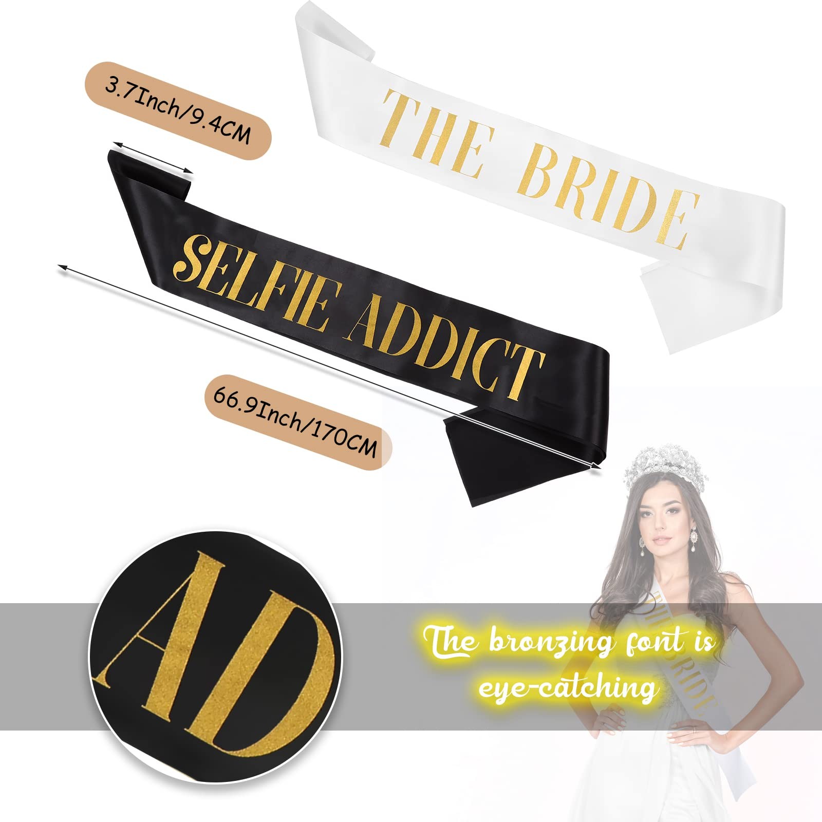 10 Pack Bride and Bridesmaid Sash Set Wedding Bachelorette Funny Team Gifts S…