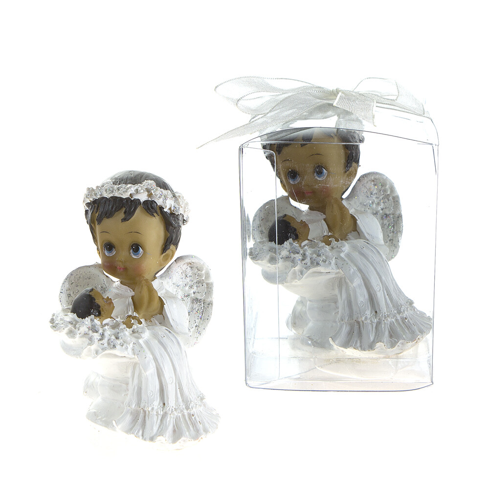 Mega Favors – Ethnic Baby Boy Angel Praying Poly Resin – Blue, 12PCS
