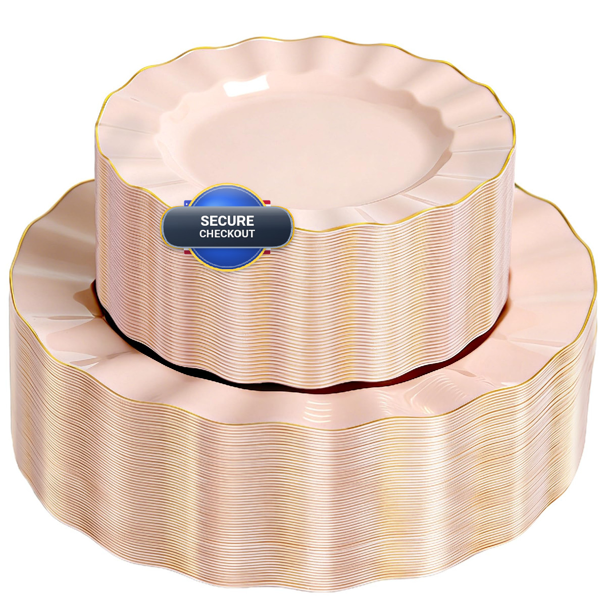 Qualquot 120Pcs Blush Pink Plastic Plates Heavy Duty Disposable Party Plates