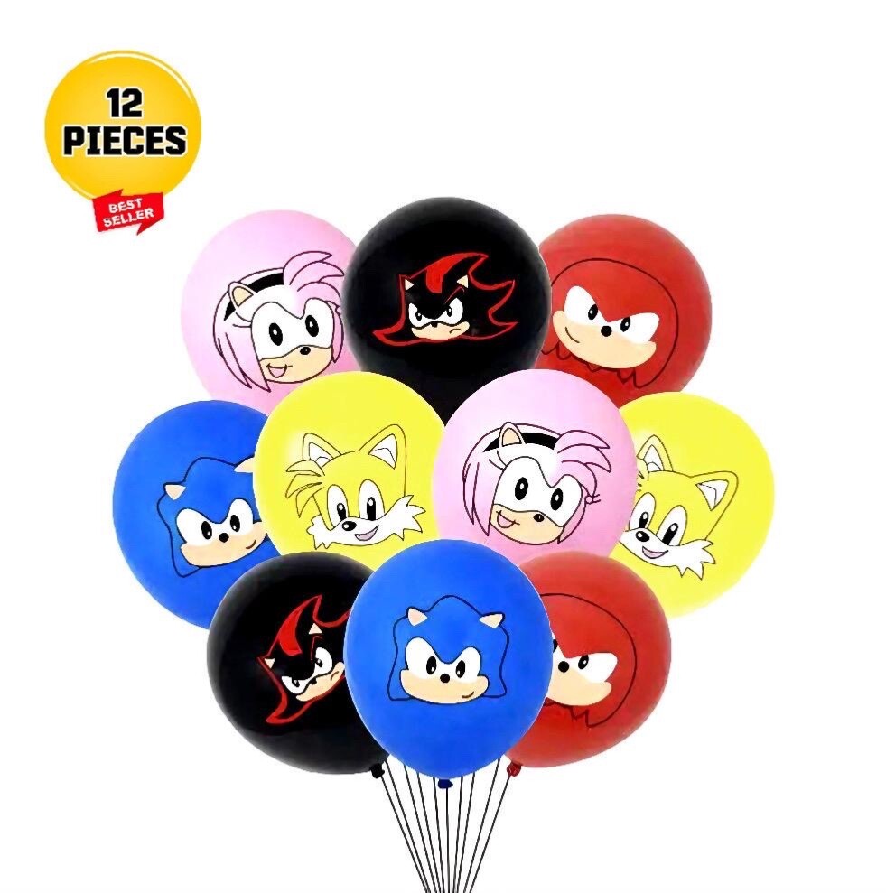Sonic The Hedgehog Foil Latex Balloons Banner Birthday Party Decorations