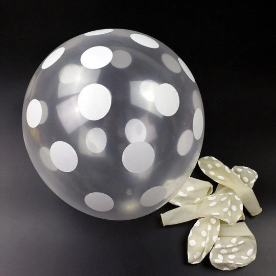 12 PACK White Polka Dots Clear Balloons Birthday Baby Shower Party Decor 12″