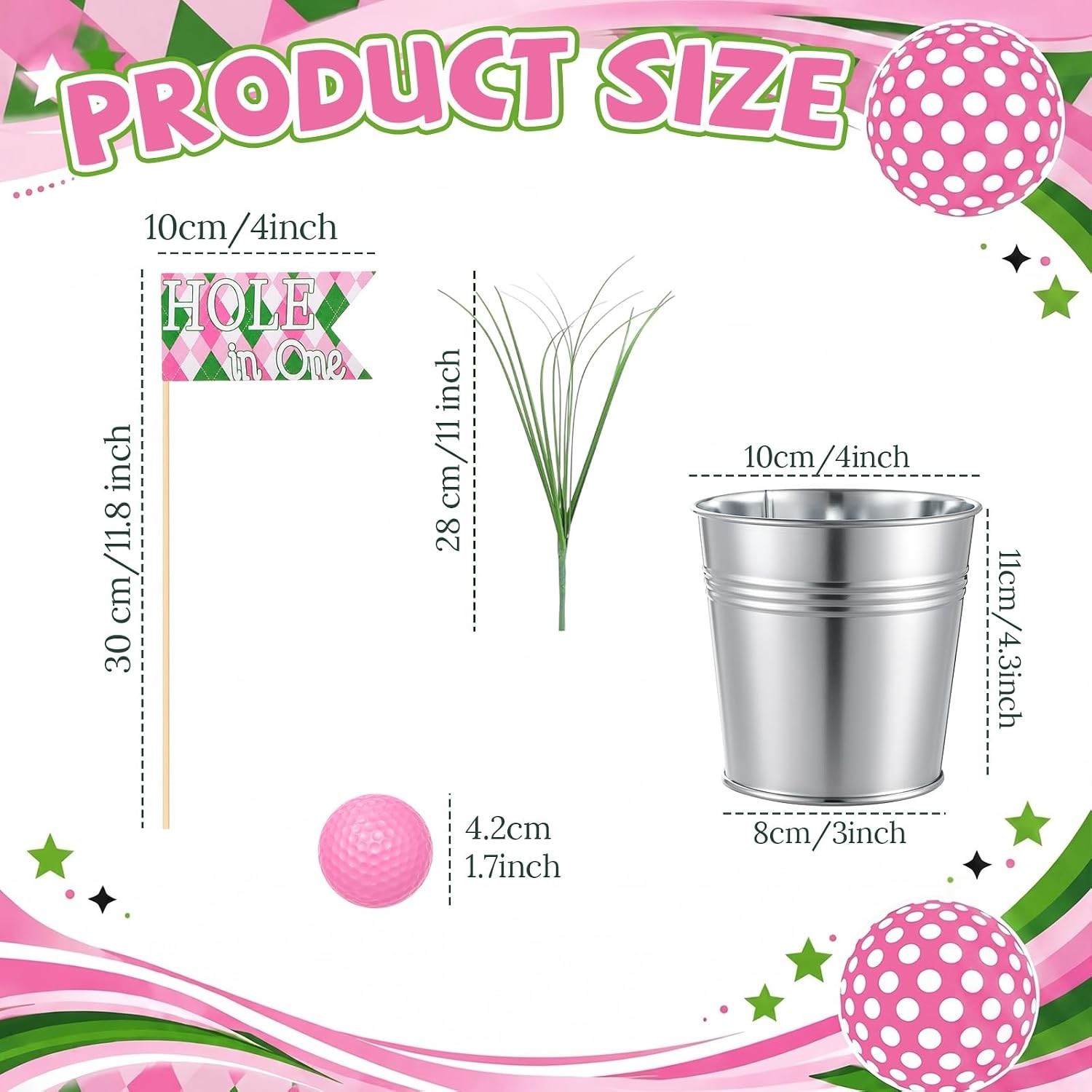 6 Set Golf Party Table Decorations Kit Includes 6