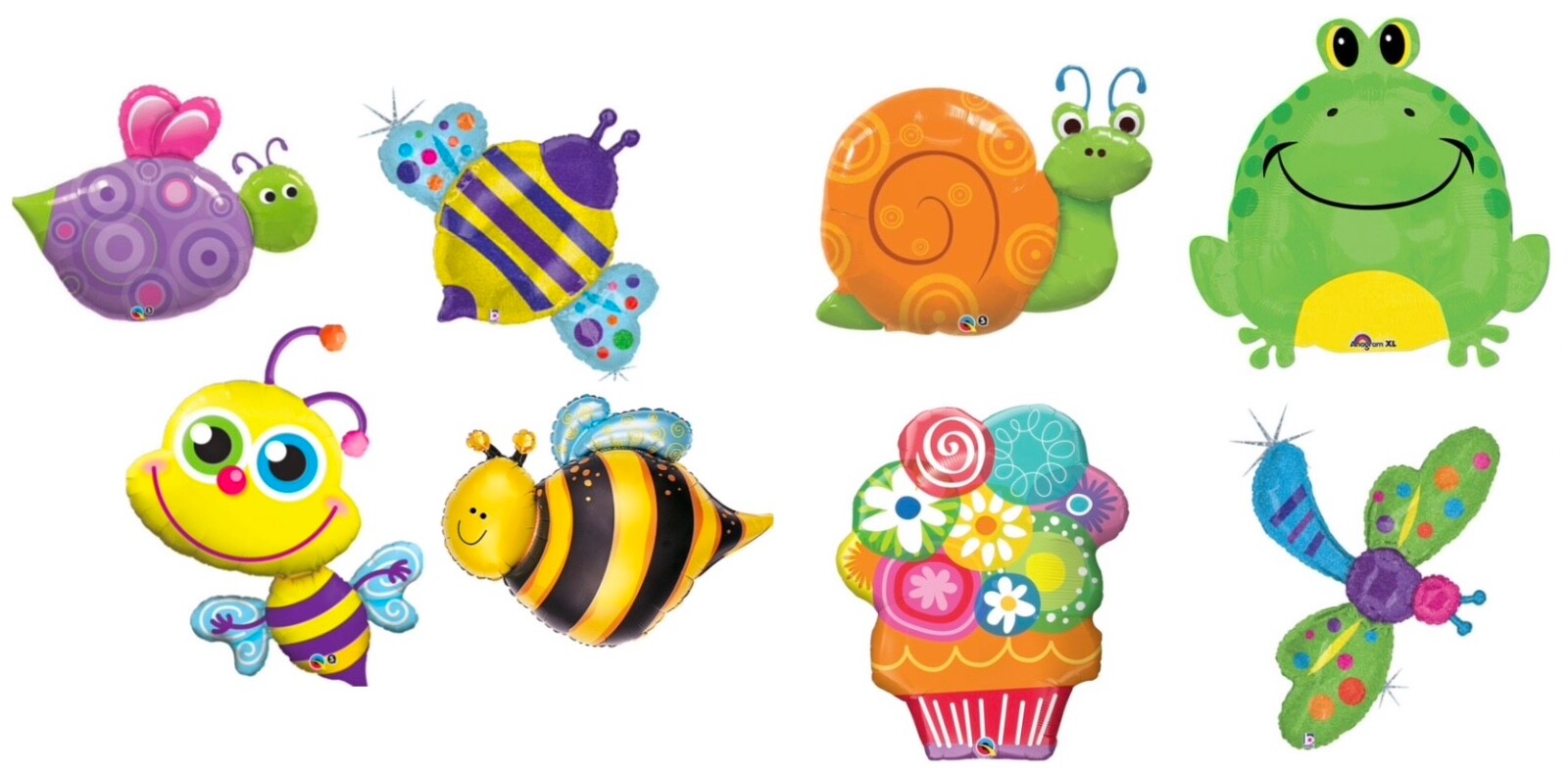 Dragonfly Snails Frog Bee Butterfly Flowers Garden Bugs Foil Mylar Ballloons