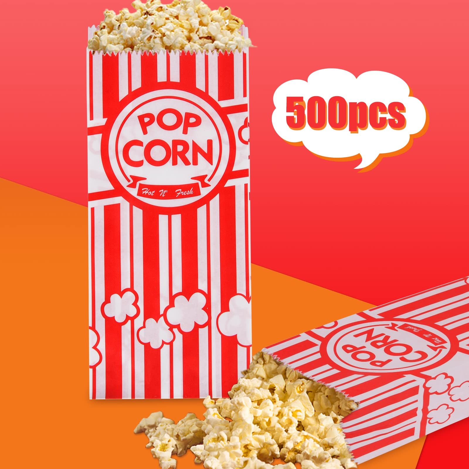 500 Pieces Paper Popcorn Bags, 1 oz Bags Individual Servings for Machine Make…