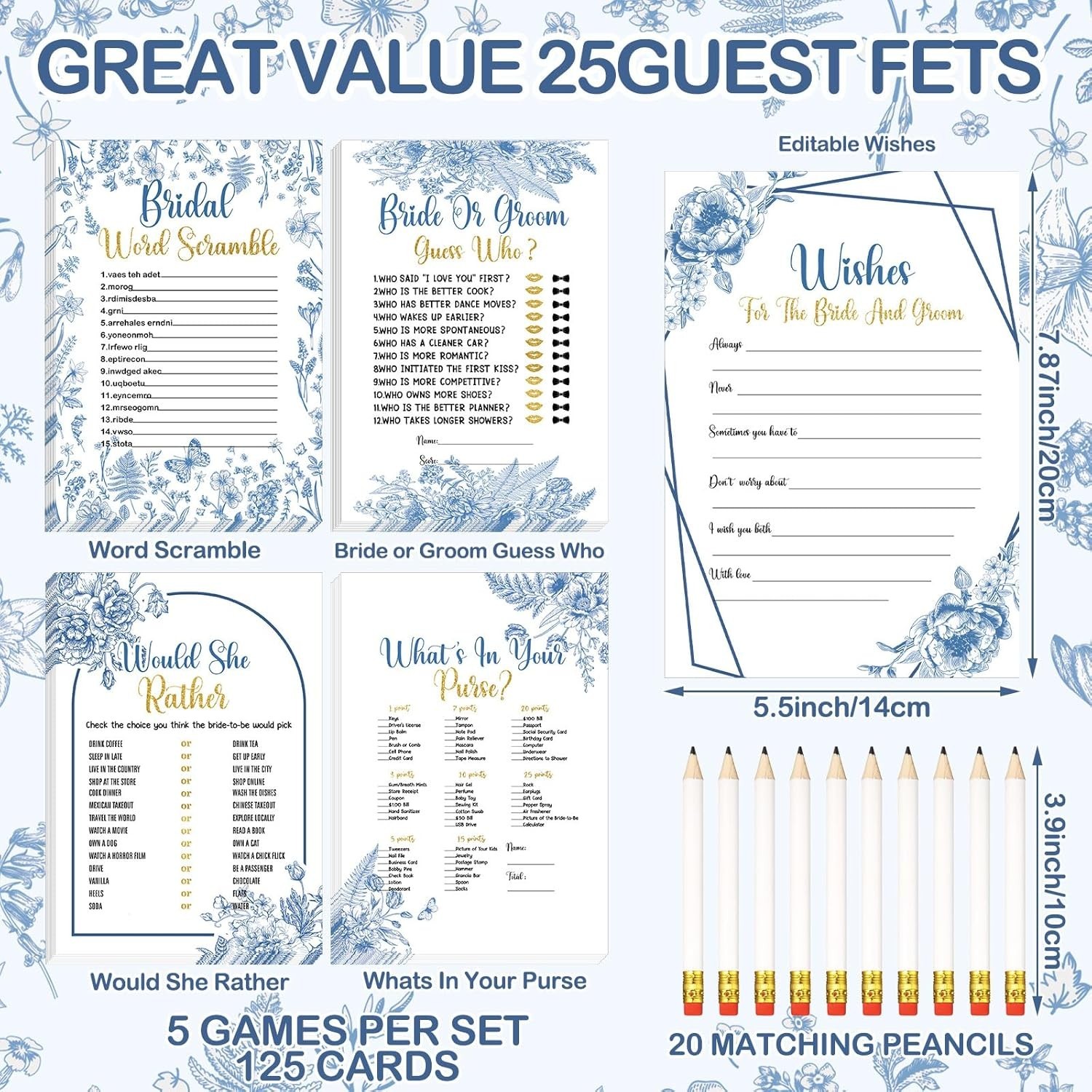 145 Pieces Bridal Shower Game Bridal Shower Favors Set Wedding Games Cards an…