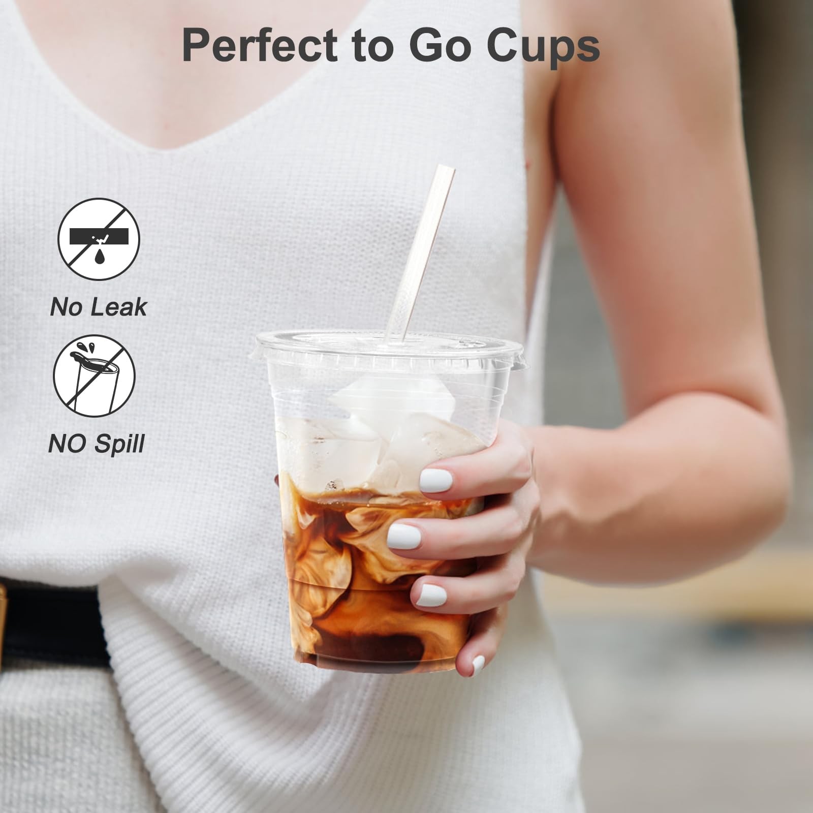 Dealusy 100 Pack 16 oz Clear Plastic Cups with Lids and Straws Sturdy & Food