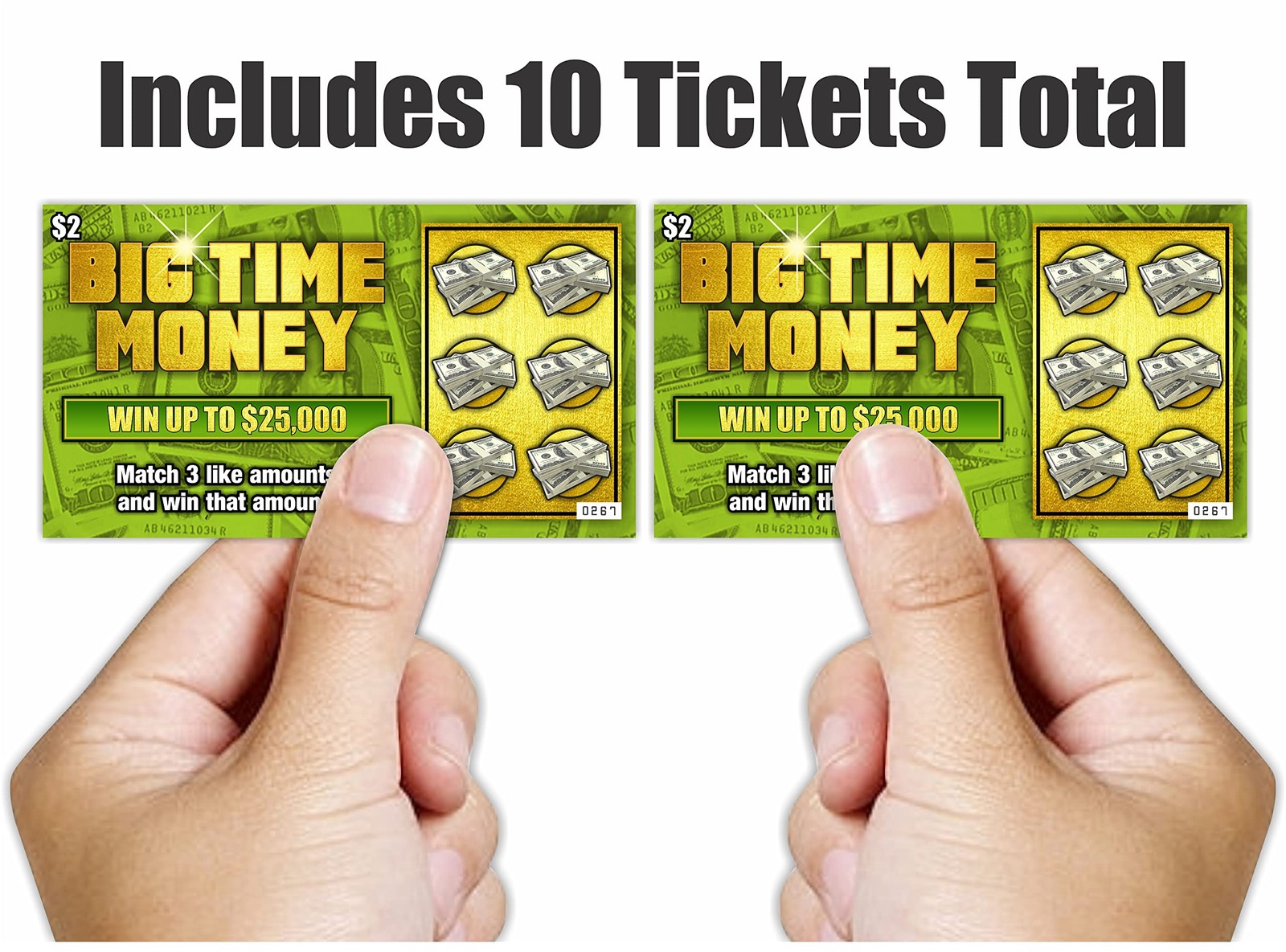 Larkmo Prank Gag Joke Lottery Tickets Big Time Money 4 x 2.25 inches, Green