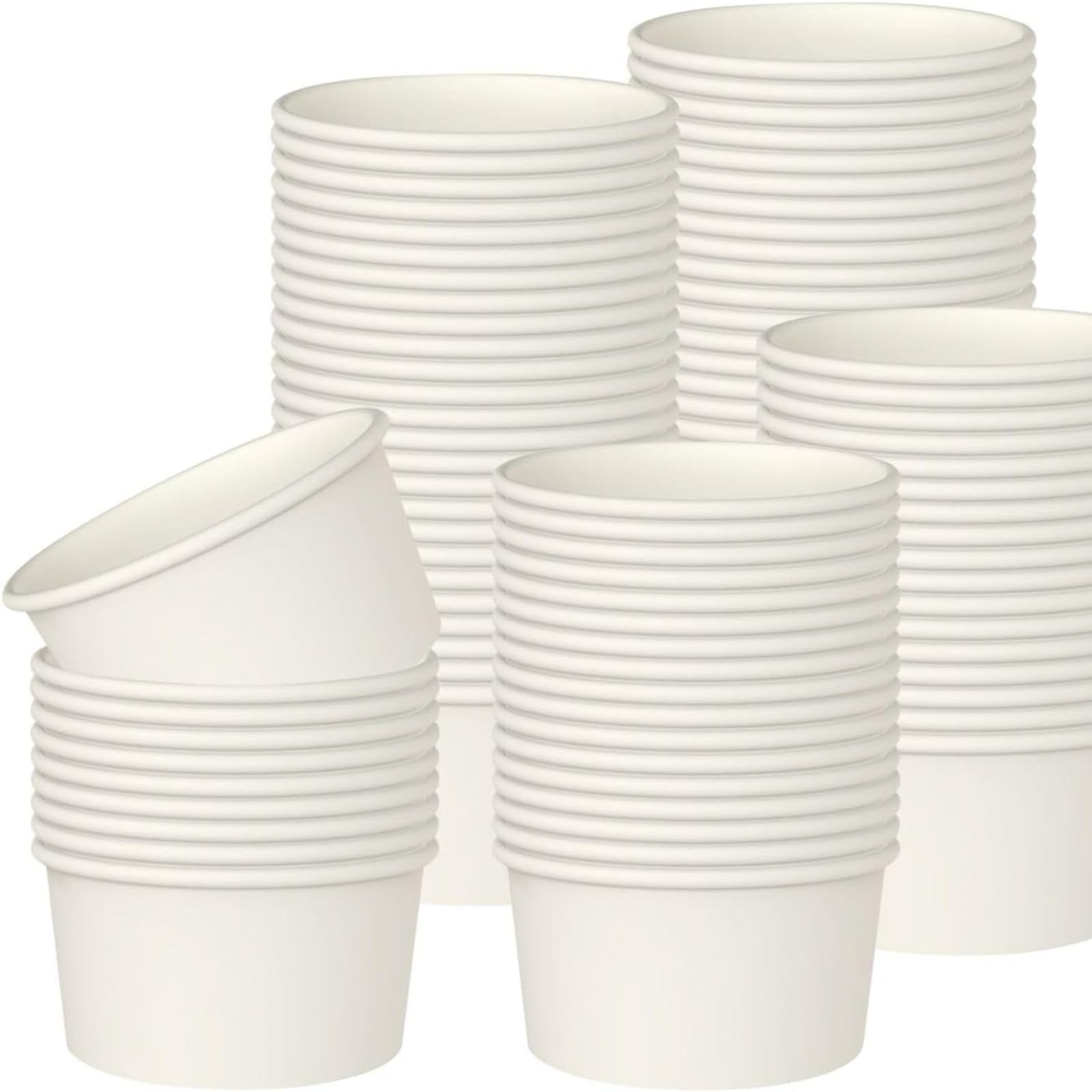 100 Pack 12oz Paper Ice Cream Cups Bulk – Disposable Dessert Yogurt Soup Bowls