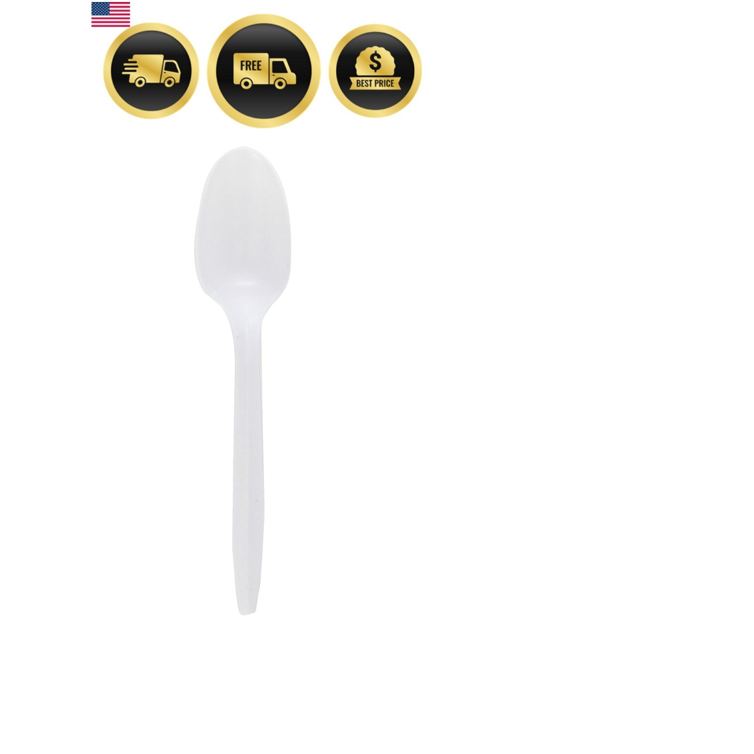 Polypropylene Medium-Weight Spoon, White Pack of 1,000