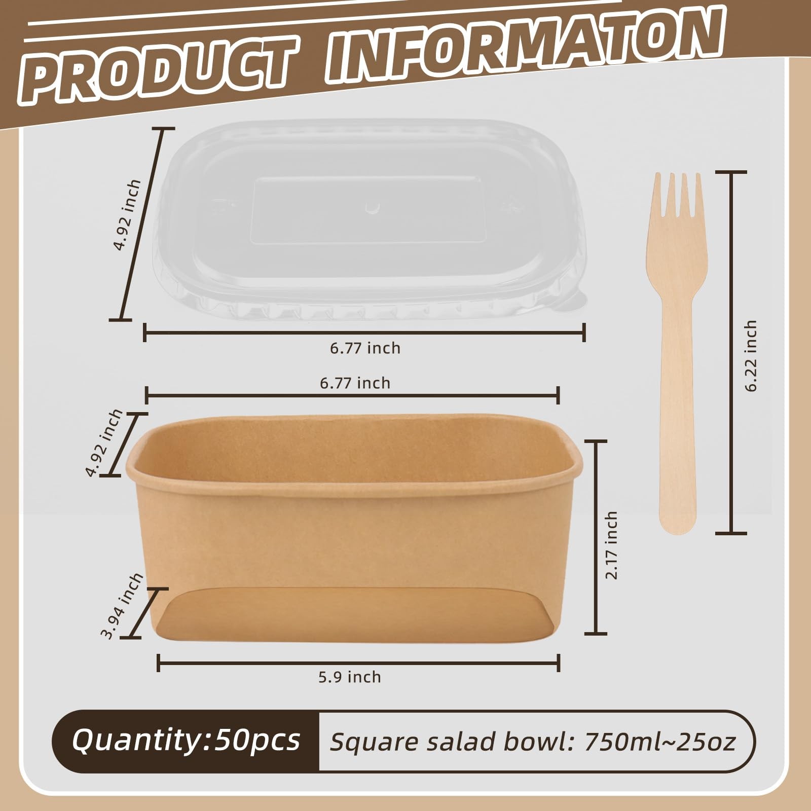 50 Pack 25 oz Paper Food Containers with Lids, Meal Prep Containers Disposabl…