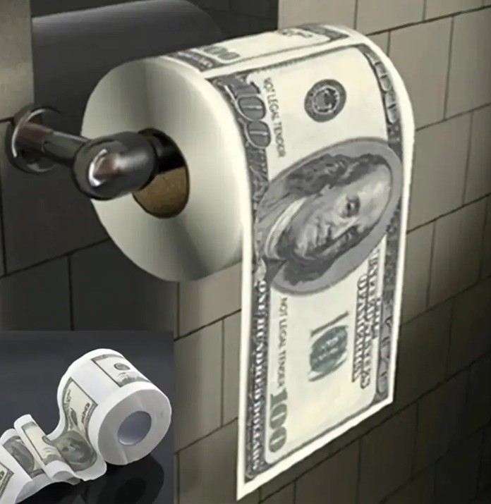 Funny Money Paper Roll $100 Bill Toilet Paper Funny Gag Joke Fast Shipping 2PC