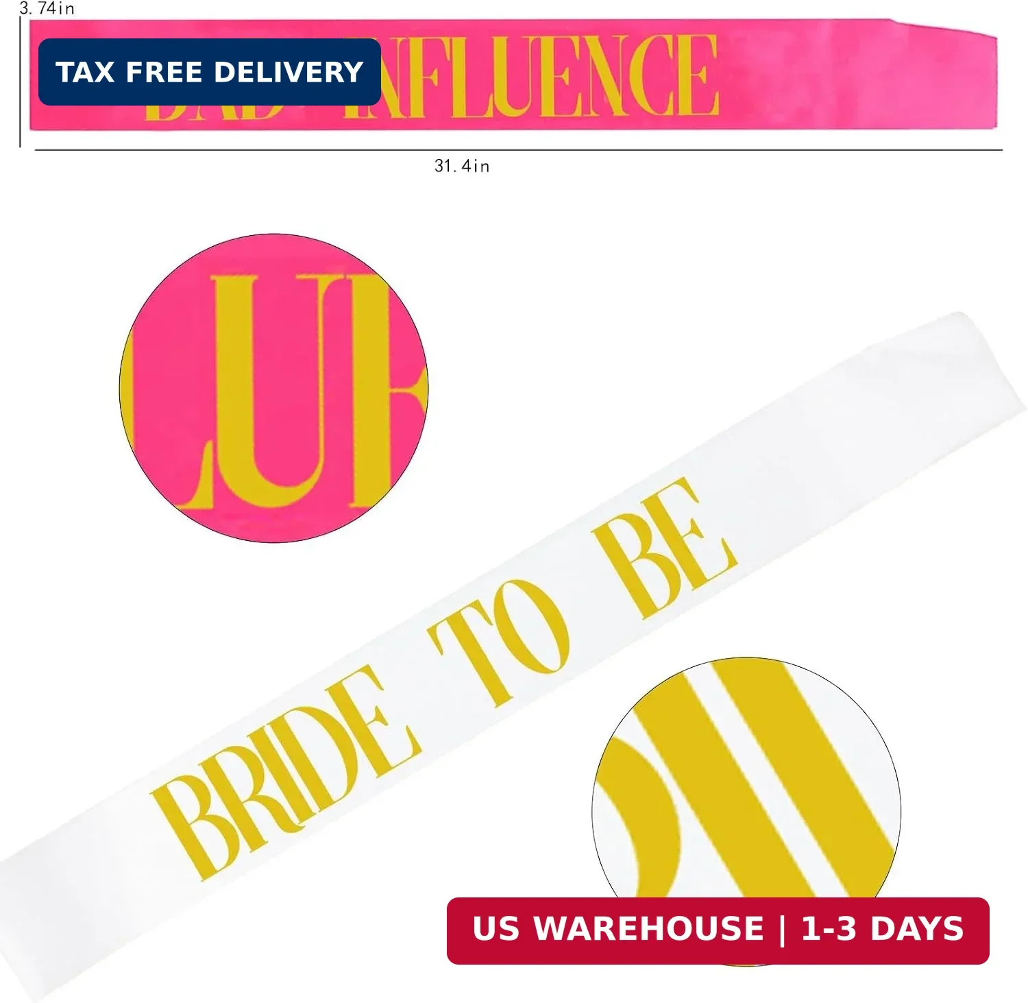 Bachelorette Sash Set (7 pcs) – Bride to Be Sash Bachelorette Party Decorations