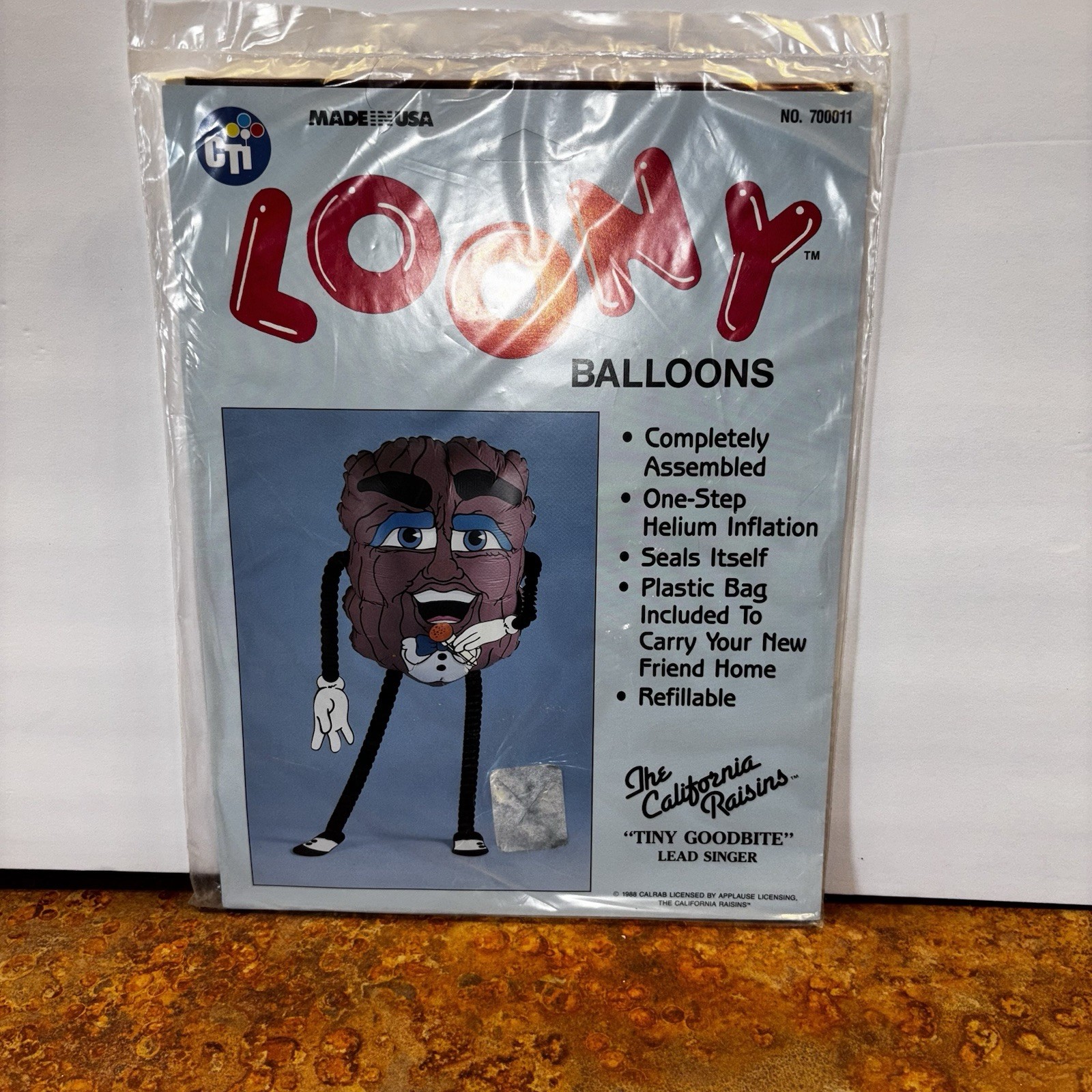 Vintage 1988 CTI Loony Balloons Tiny Goodbite California Raisins Sealed