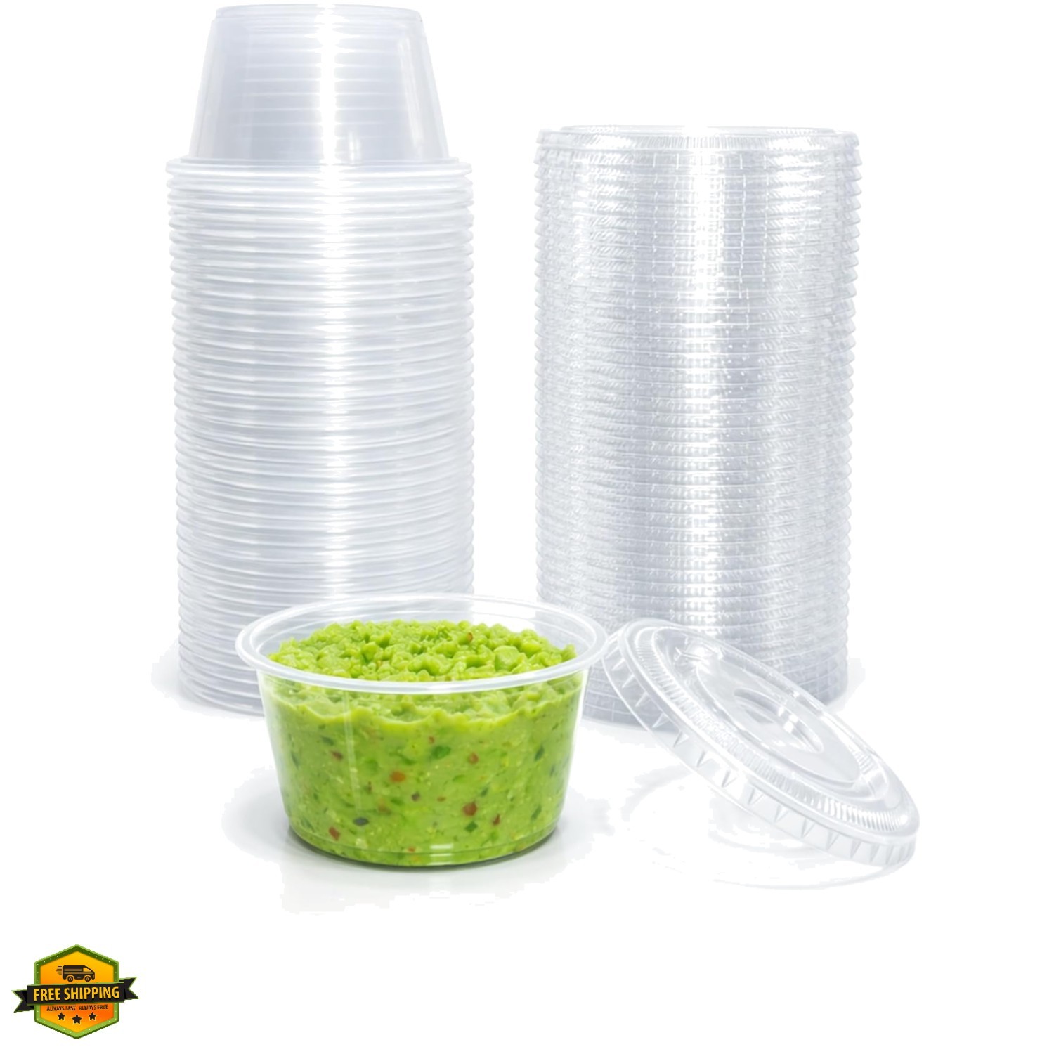4 oz. Clear Plastic Souffle Cup with Lids, BPA Free Portion Cup, 50 Sets