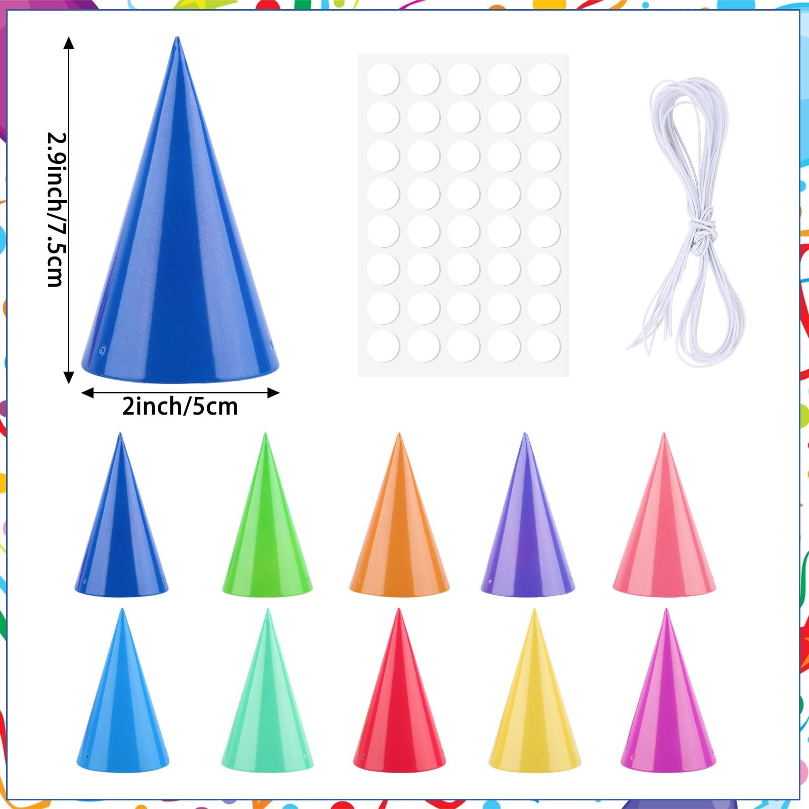 10 Pcs Mini Birthday Party Hats Multicolor Paper Cone Hats for Kids Girls Pet…