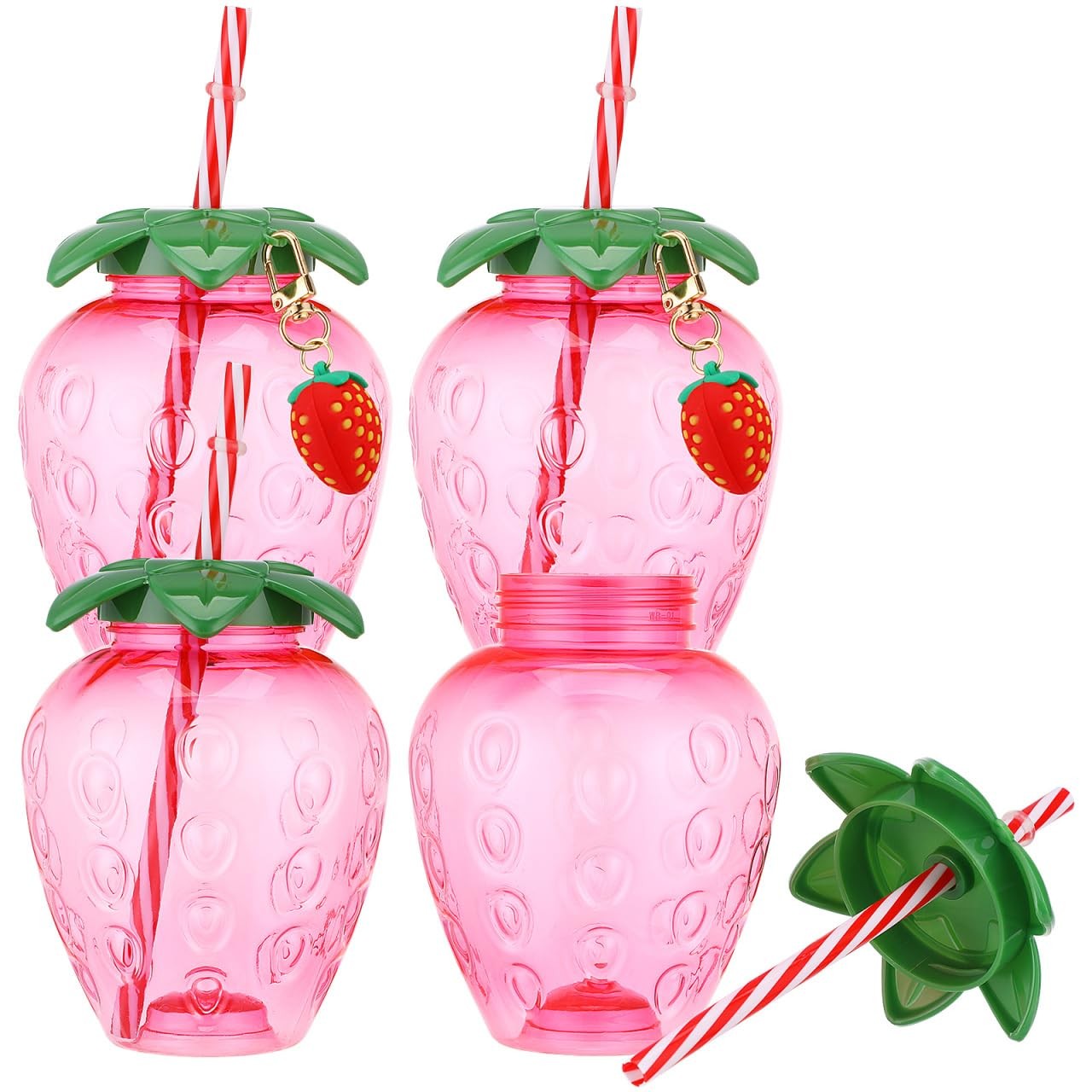 DOITOOL Strawberry Cup 4.7 Inch Reusable Plastic Tumbler 0.6 Ounces, Pink