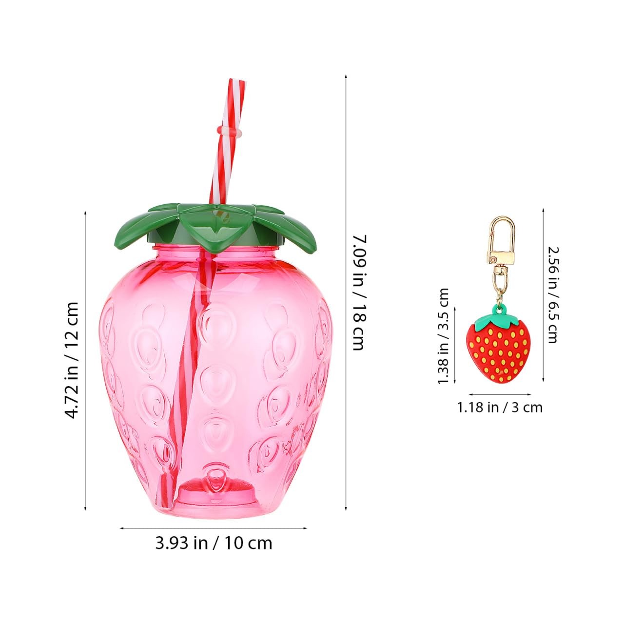 DOITOOL Strawberry Cup 4.7 Inch Reusable Plastic Tumbler 0.6 Ounces, Pink