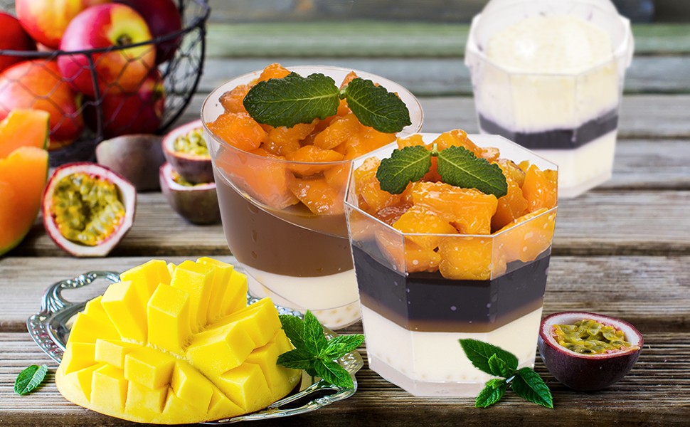 100 Pack 5.4 oz. Clear Plastic Dessert Cups with 100 Spoons Disposable Reusable