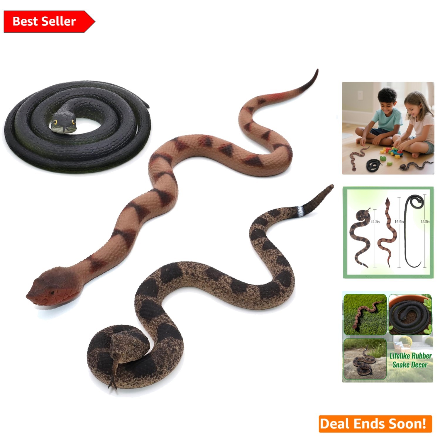 Lifelike Rubber Snakes for Kids & Adults – Perfect Gag Gift & Garden Protector