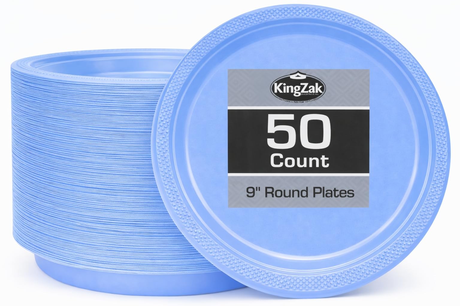 Light Blue Solid Color Plastic Premium Heavy Weight Dinner Plate (9″) 50 Coun…