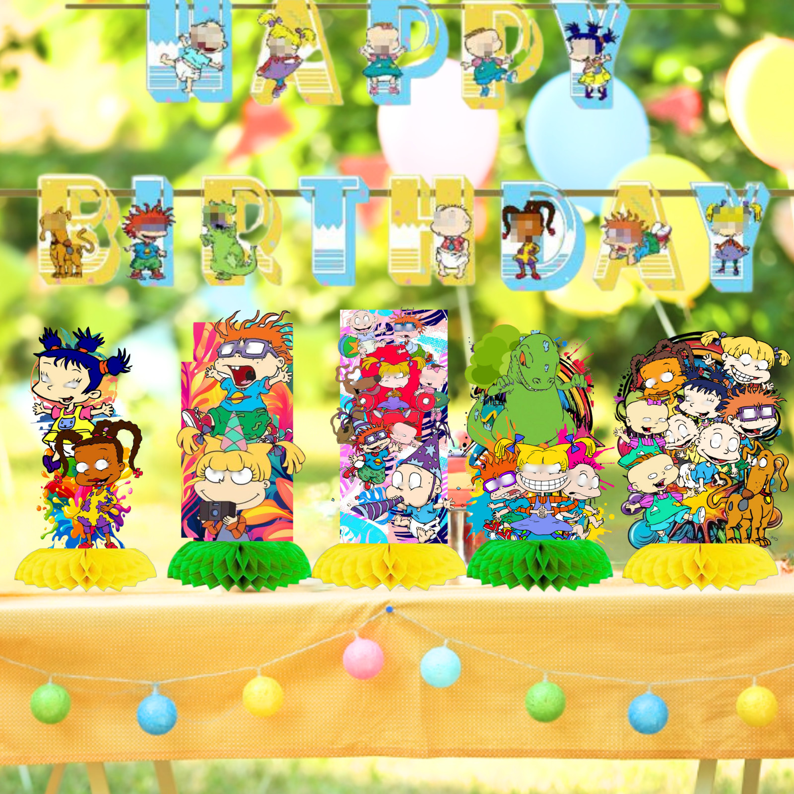 RUGRATS CUPS PLATE BANNER PARTY TABLE COVER SUPPLIES BALLOON CUPCAKE TOPPER CAKE