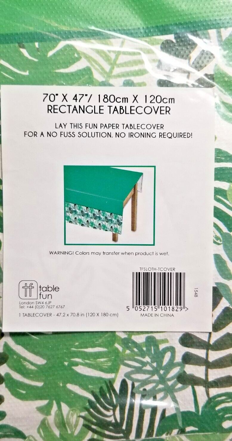 Tropical Palm Leaf Table Cover Table Fun London 70″ X 47″ Any Occasion Green