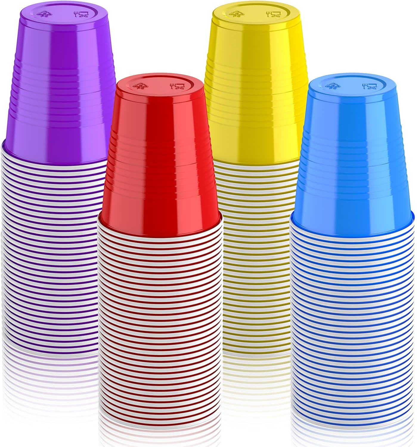 200 Pack 12 Oz Disposable Plastic Cups, Assorted Color Plastic Party Cups for Pa