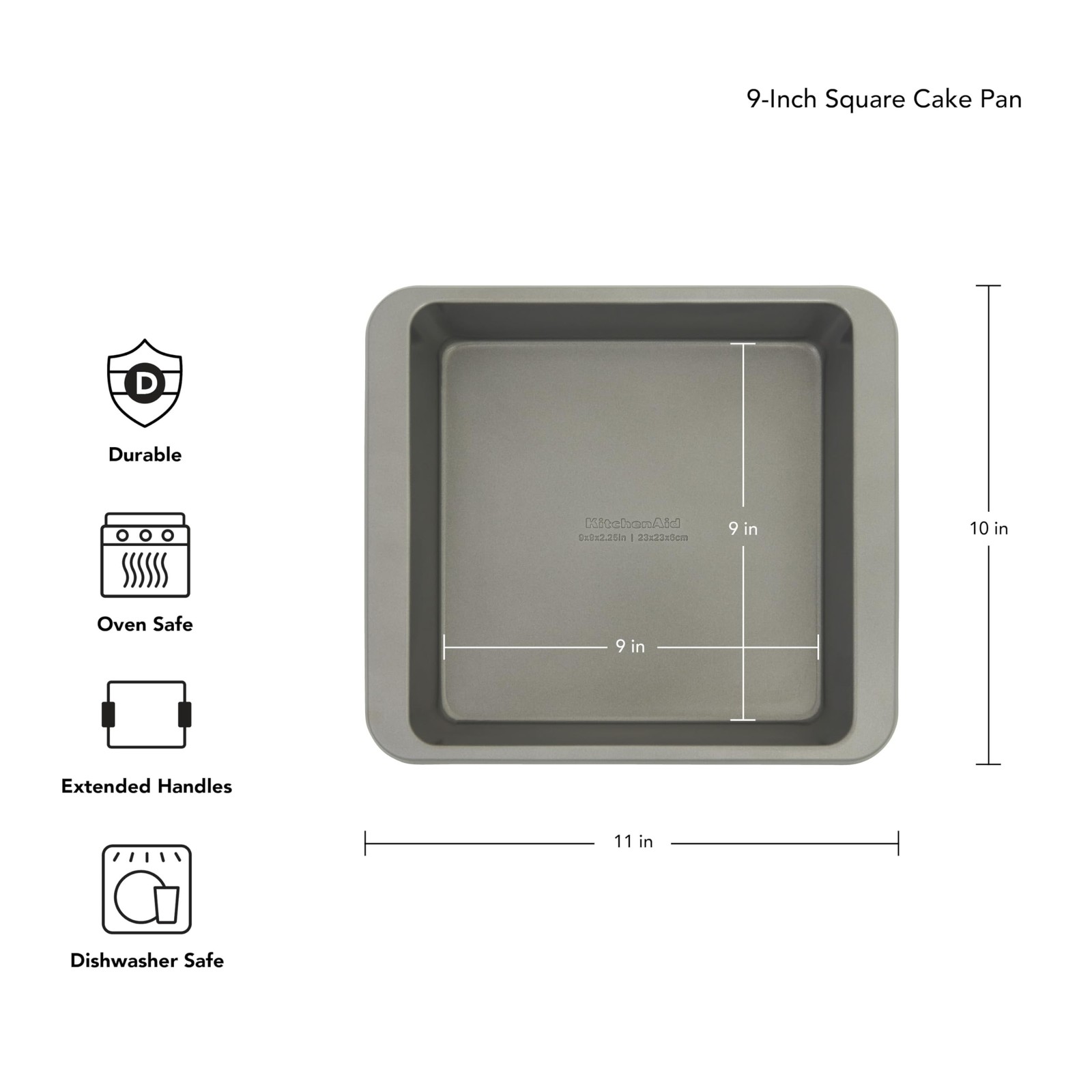 KitchenAid Nonstick Swiss Engineered Aluminized Steel Square Cake Pan, Dishwashe