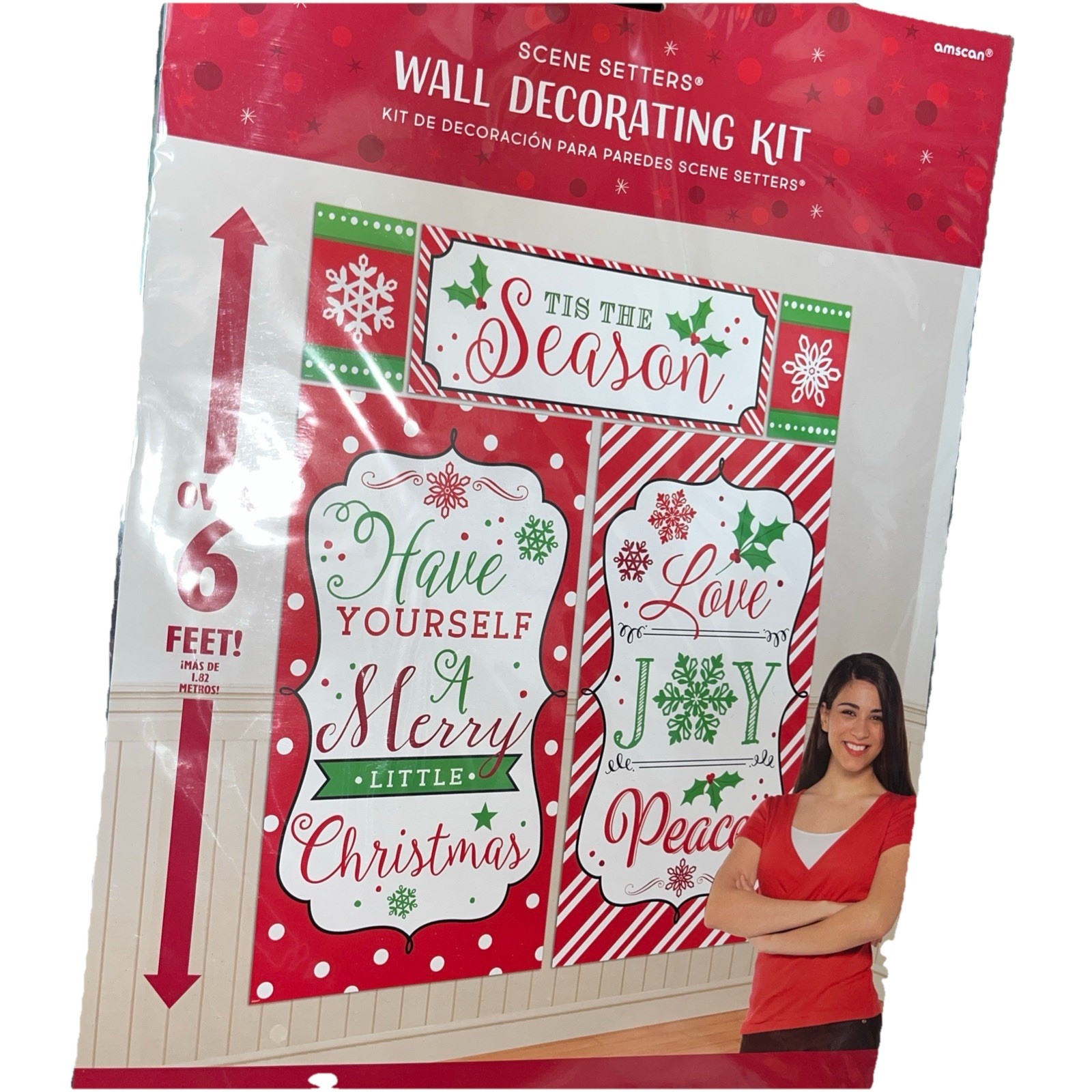 Christmas Scene Setter Wall Decorating Kit 6Ft long Indoor Outdoor Party Supply