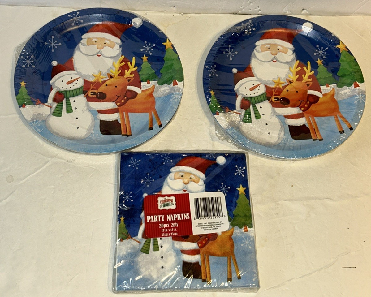 Christmas House Plates 40 PCS and Napkins 20 PCS Set Holiday Party Dinnerware