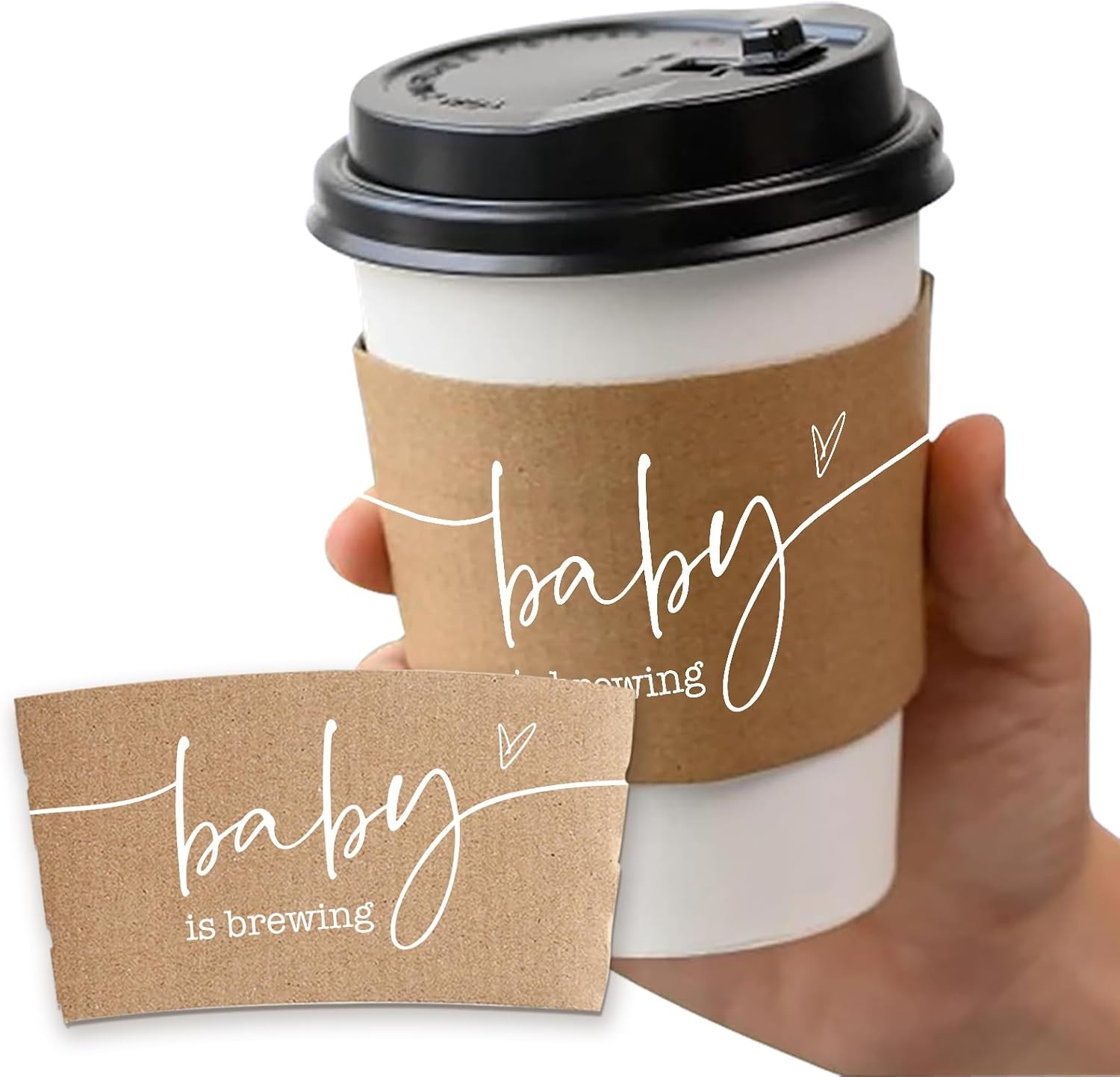 20 Counts A Baby Is Brewing, Coffee Cup Sleeves for Baby Shower Decorations,