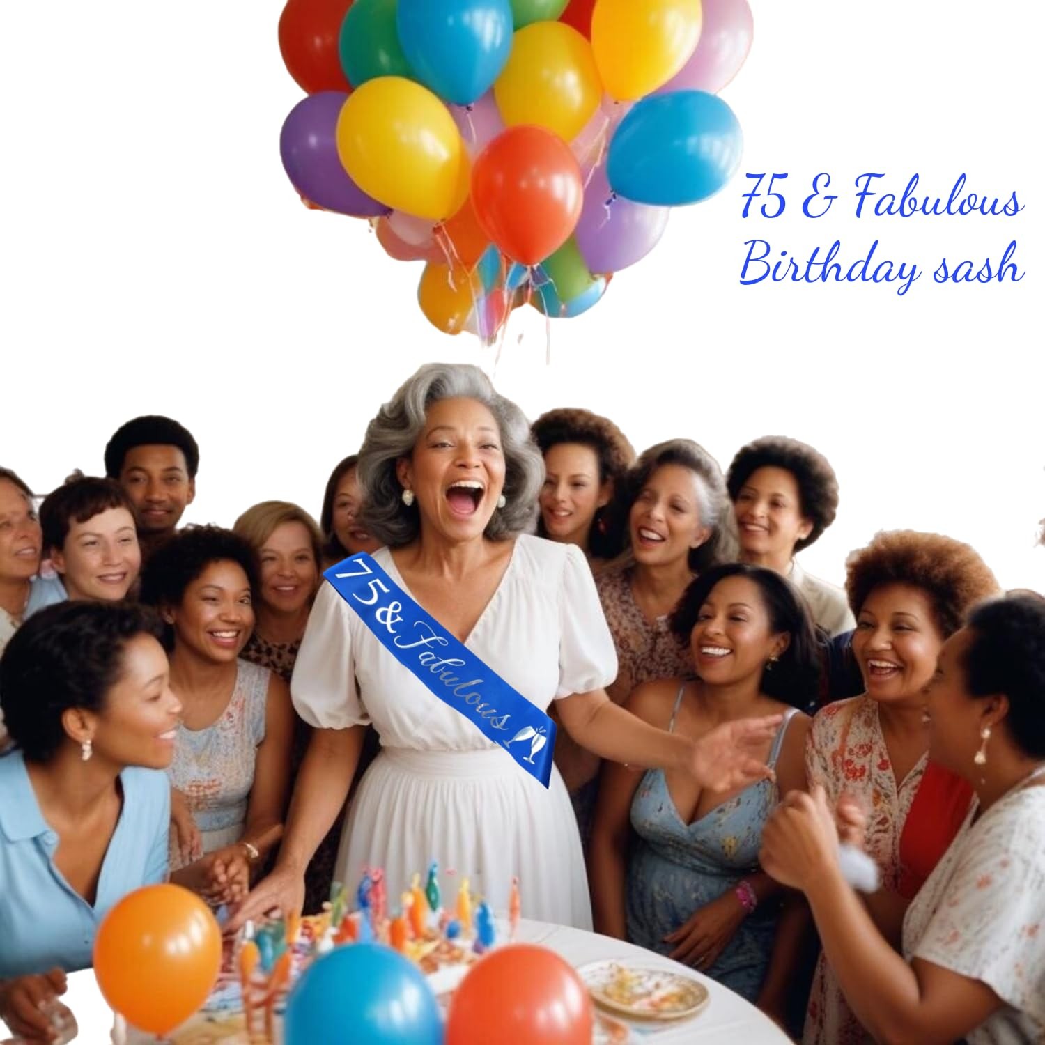 Elegemma 75 and Fabulous Sash, 75th Birthday Decorations Blue and Silver, 75 …