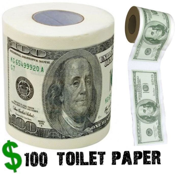 $100.00 – One Hundred Dollar Bill Toilet Paper Roll – Big Mouth Inc