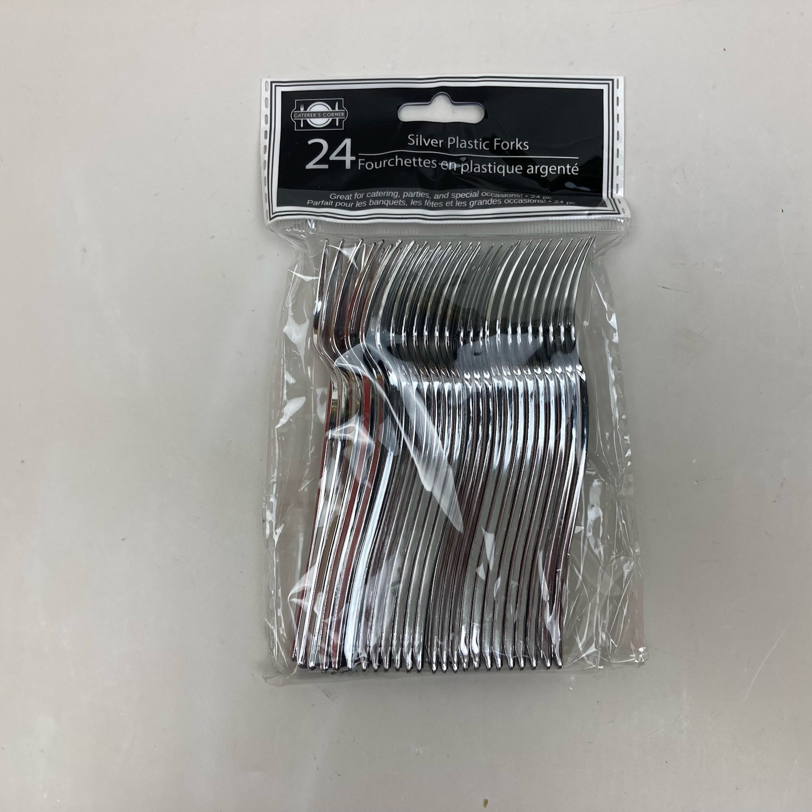 Catere’s Corner MINI PLASTIC 12 Wavy Plates, 36 Silver Picks, 24 Silver Forks