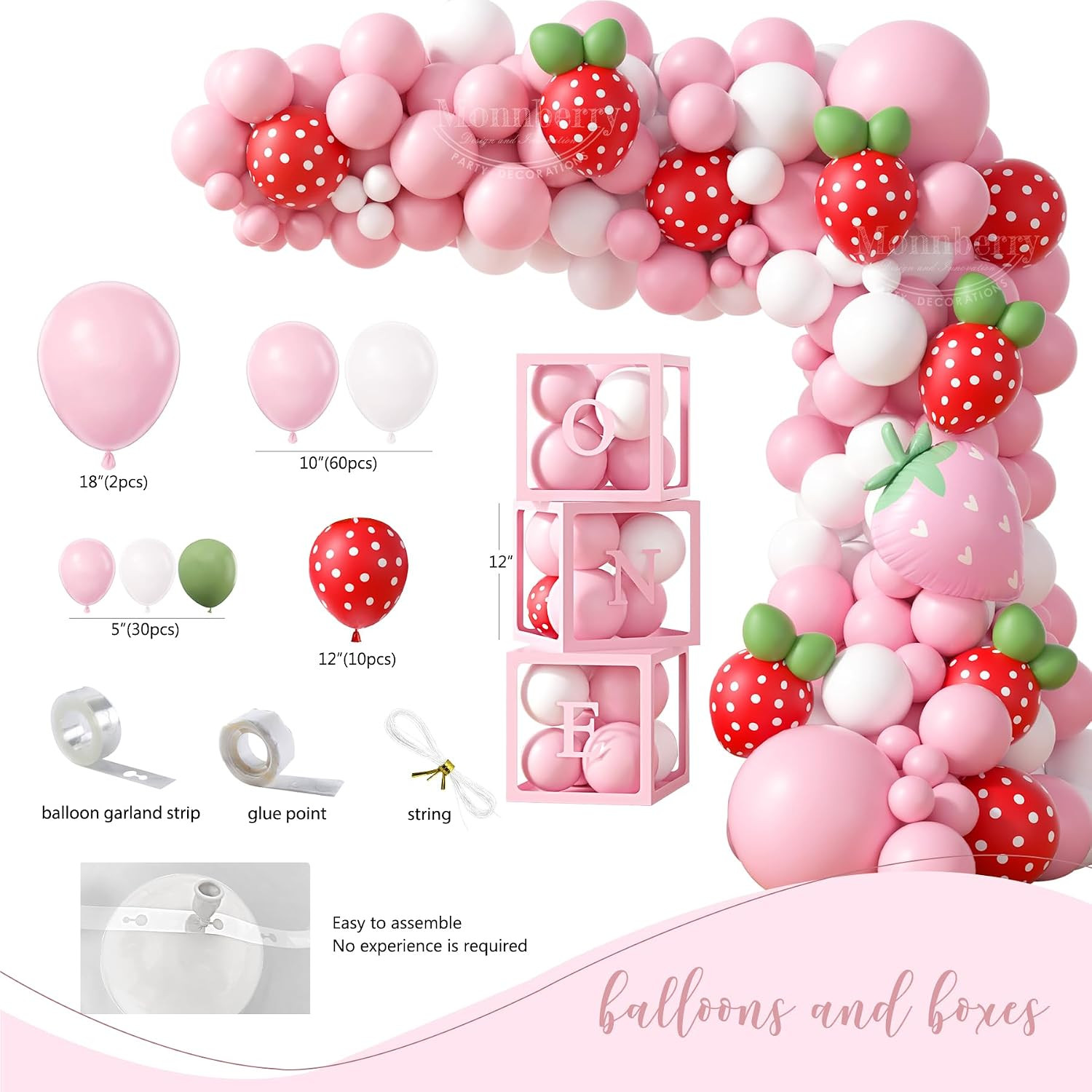 Berry First Birthday Decorations for Girls, Strawberry 1St Birthday Sweet One Pa