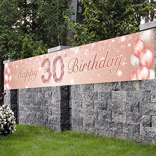 Happyth Birthday Rose Gold Banner Backdrop Balloon Confetti Theme Decor 30